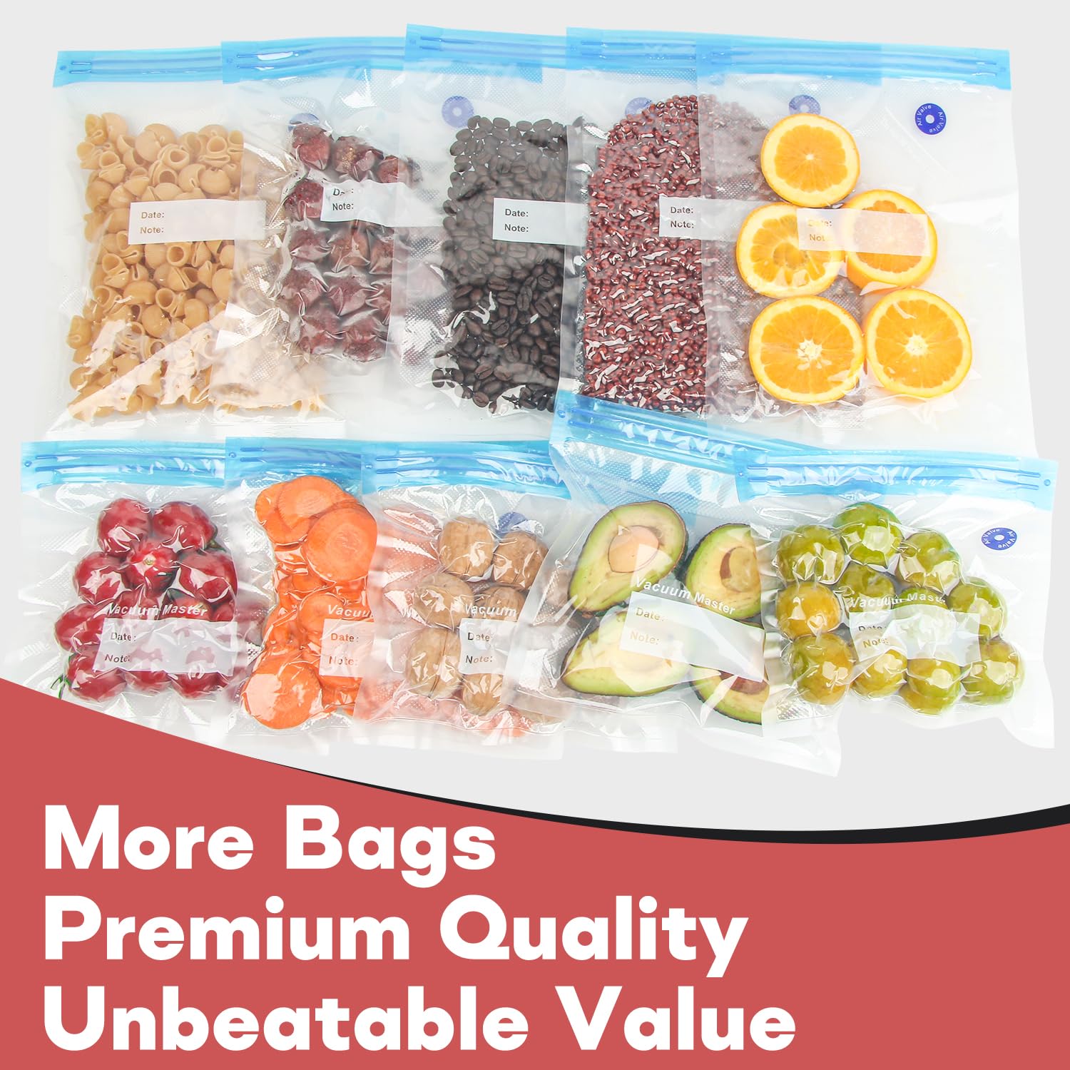 50 Pack Reusable Vacuum Sealer Bags for Sous Vide Cooking, Food Storage & Meal Prep | BPA-Free, Durable & Leak-Proof | Perfect for Freezing, Marinating & Organizing Kitchen