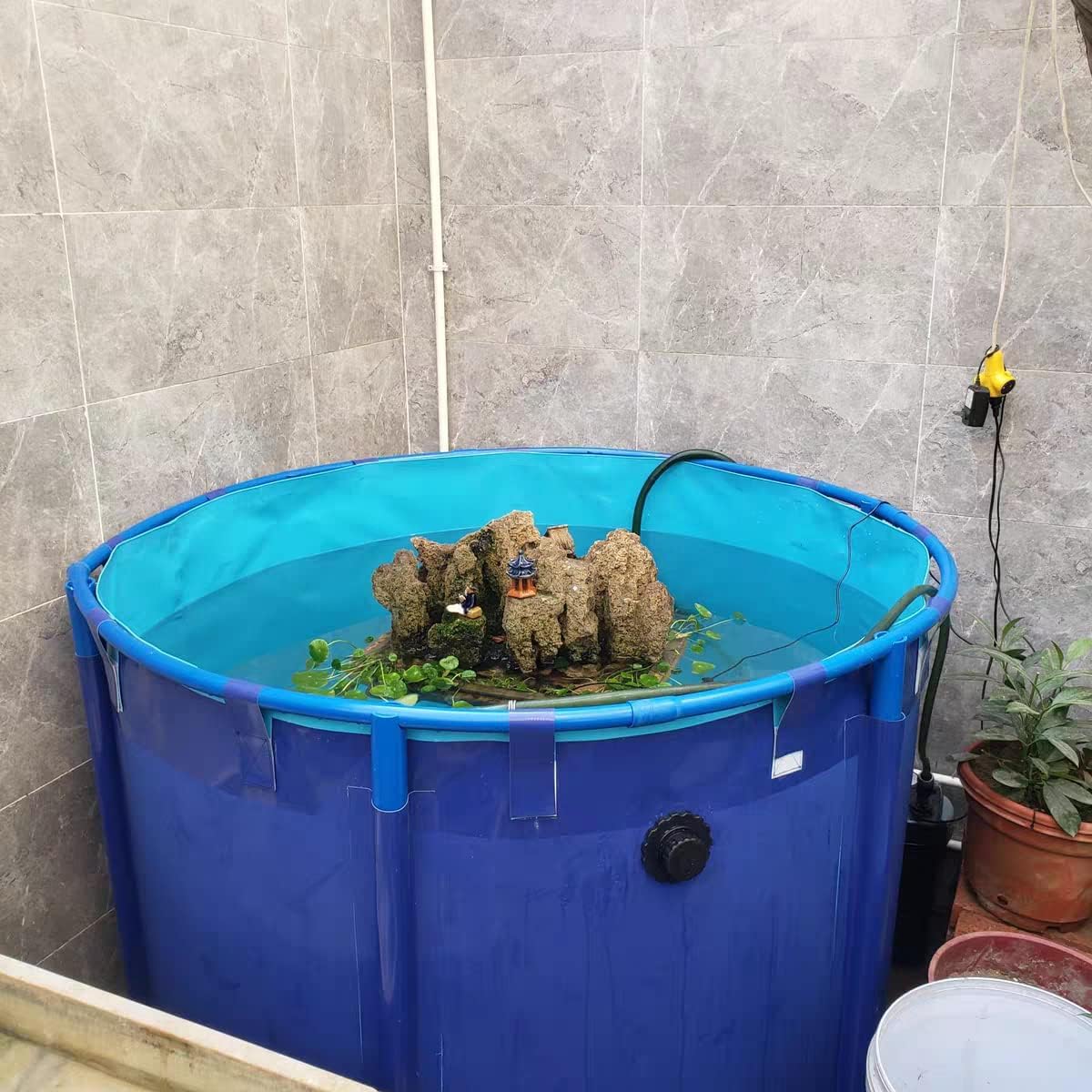 Blue PVC Above Ground Fish Pond Pool - 1.5x0.8m (356 Gallon) with Reinforced Frame & Thickened Canvas for Aquatic Breeding, Water Storage & Irrigation | Perfect for Backyard Koi Ponds, Garden Water Features & Small Farm Irrigation Systems