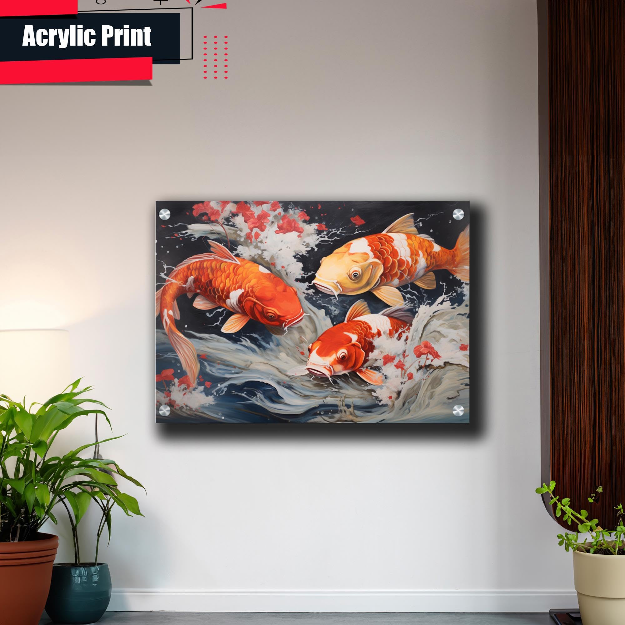 Japanese Koi Fish Art Print - Zen Wall Decor for Home & Office
