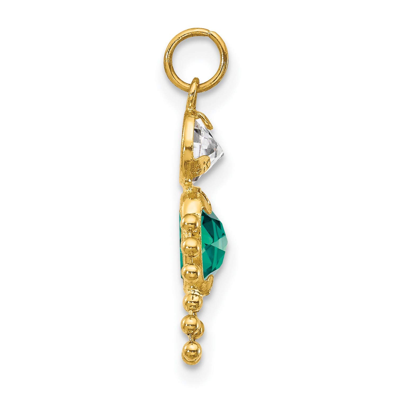 14K Yellow Gold May Birthstone Charm for Boys - 19mm x 9mm - Perfect for Necklaces, Bracelets & Keepsake Jewelry Gifts