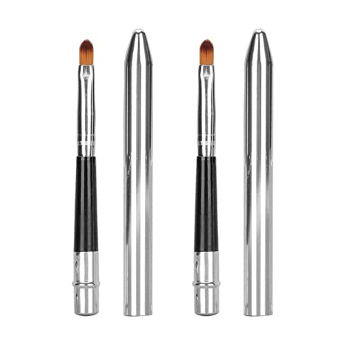 2pcs Professional Lip Brush Set - Adjustable Single Head Aluminum Tube Flat Concealer Brush for Precise Lipstick & Makeup Application - Perfect for Daily Use, Travel & Professional Makeup Kits