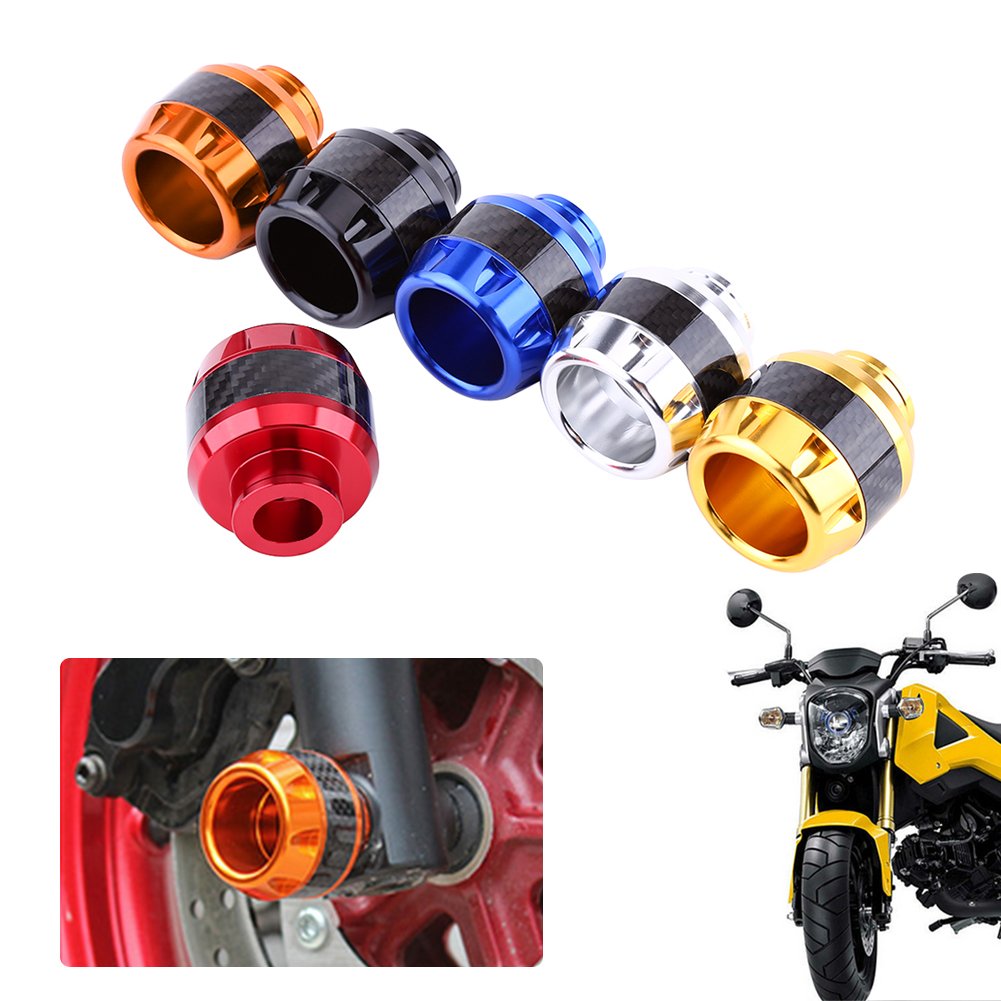 Carbon Fiber Motorcycle Frame Sliders - Crash Protection for Powersports (Black) - Front Fork Guards for Safe Riding
