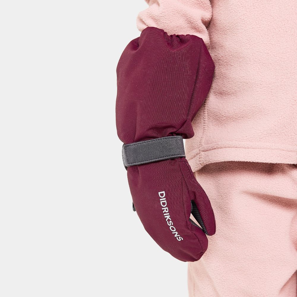 Didriksons Biggles Kids Ski Mittens - Warm Waterproof Winter Gloves for Boys & Girls (Rusty Wine Color) - Perfect for Skiing, Snowboarding & Outdoor Winter Activities