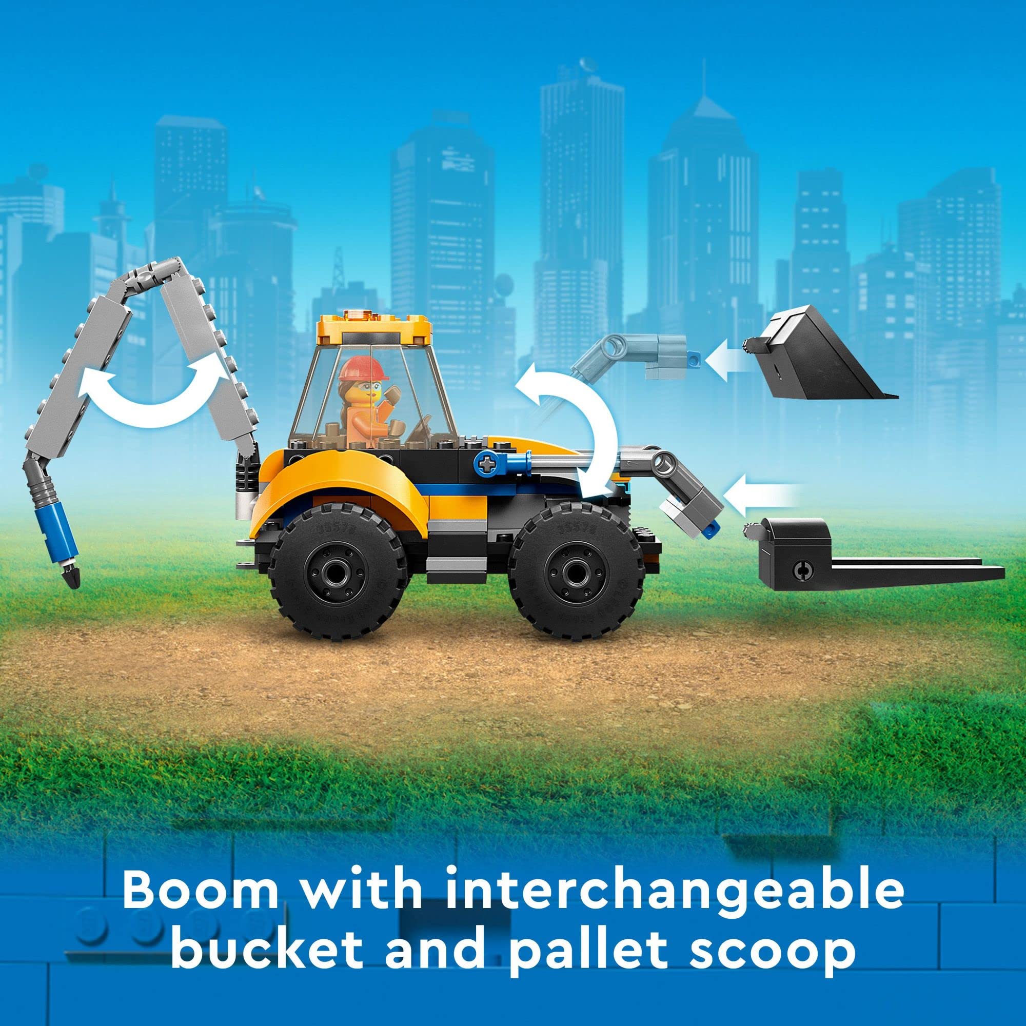 LEGO City Construction Digger 60385 Building Toy Set - Excavator Model with Tools & Minifigures, Creative STEM Vehicle Kit for Kids Ages 5+, Perfect for Birthday Gifts, Construction Role Play & Indoor Building Activities