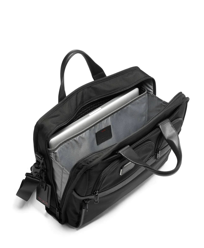 Alpha 3 Compact 17-inch Large Screen Laptop Briefcase - Black | Professional Business Travel & Office Commuter Bag for Men & Women