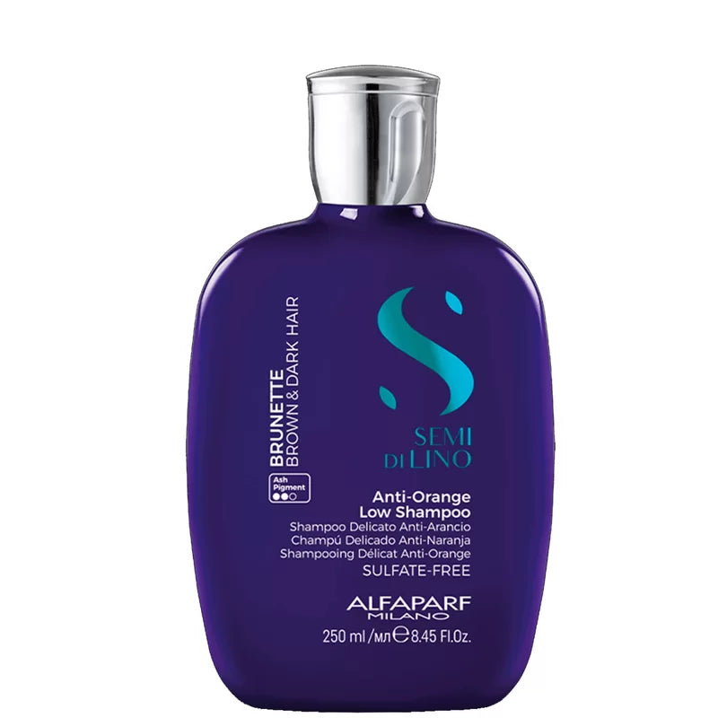 Alfaparf Milano Semi di Lino Anti Orange Shampoo 250ml - Purple Toning Shampoo for Blonde & Gray Hair - Neutralizes Brassiness & Yellow Tones - Sulfate-Free Hair Care for Color-Treated Hair - Perfect for Salon & Home Use