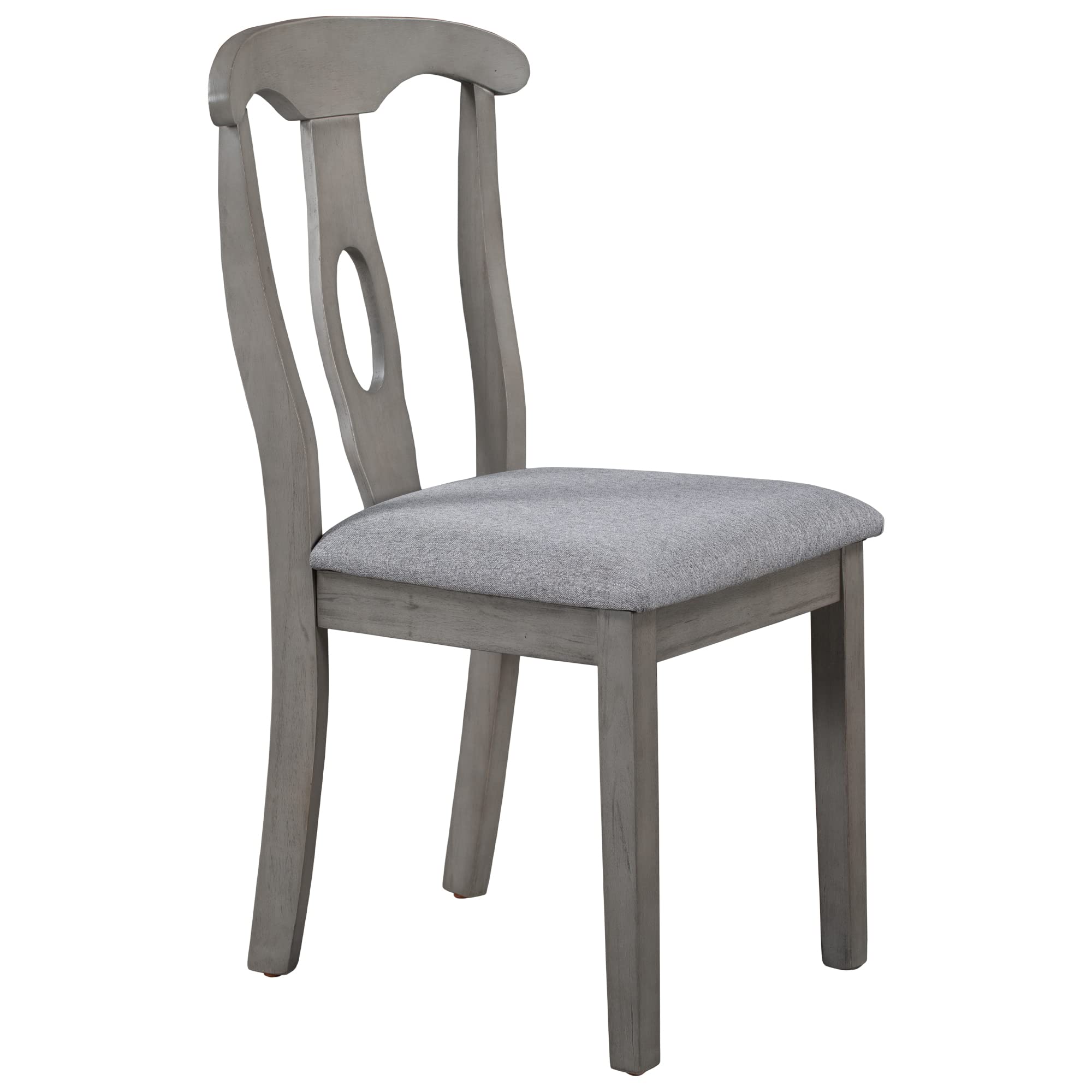 Set of 4 Rustic Wood Upholstered Dining Chairs - Farmhouse Style Kitchen & Dining Room Chairs for Home Decor & Entertaining