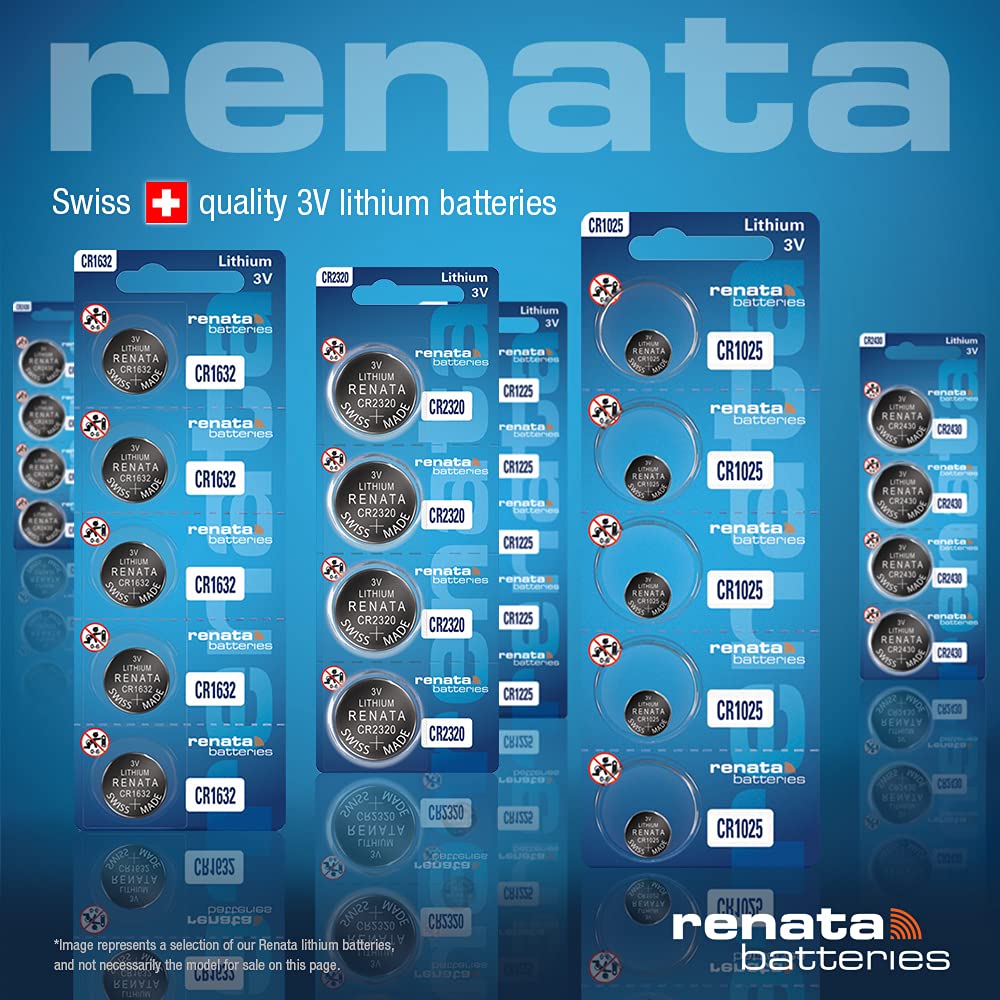Renata CR1025 3V Lithium Coin Cell Batteries (5-Pack) - Long-Lasting Power for Watches, Calculators & Key Fobs