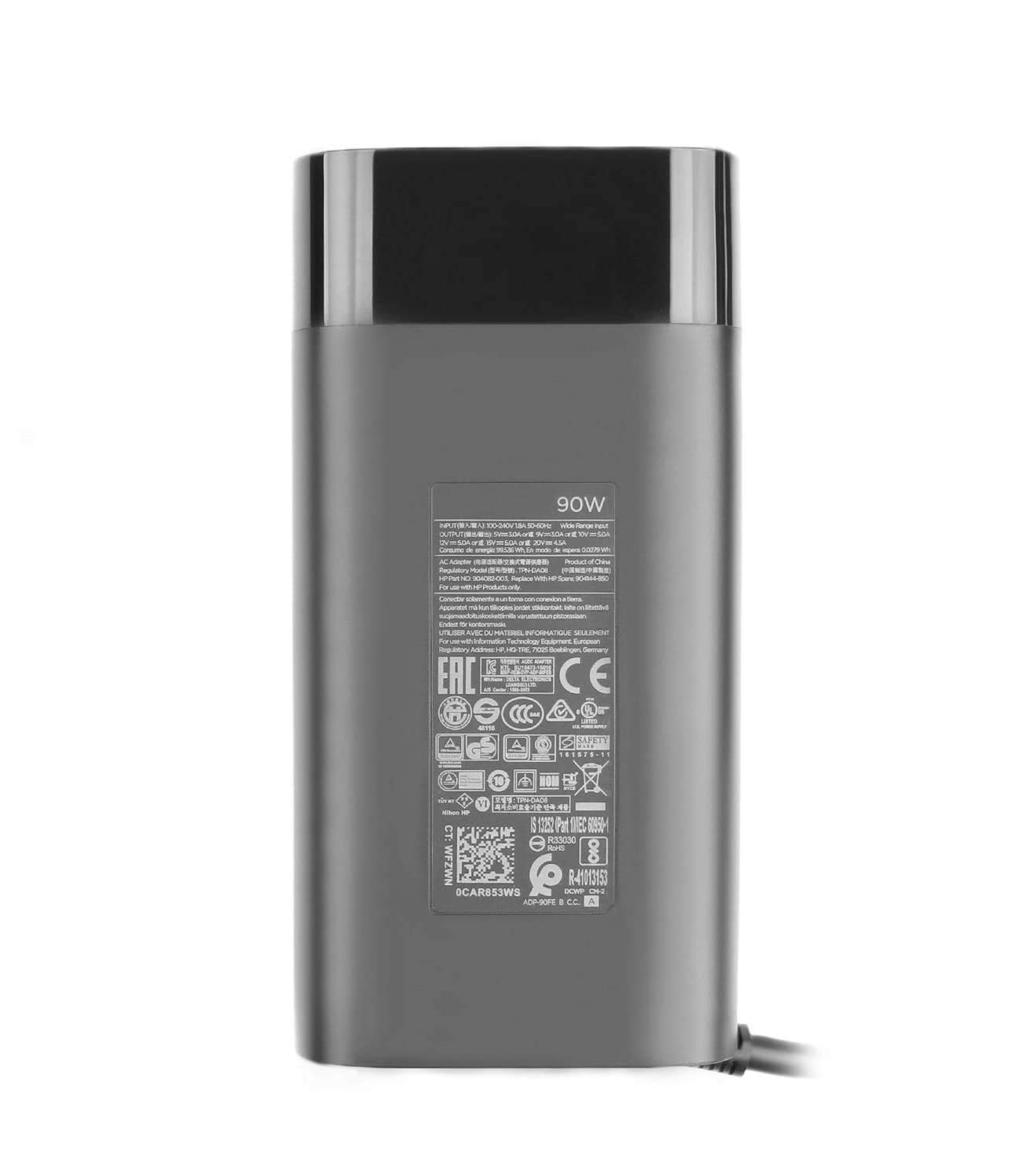 Original New 20V 4.5A 90W USB-C Fast Charger for HP Laptops - Compatible with TPN-DA08, 904082-003, 904144-850, ADP-90FE Models - Type C AC Power Adapter for Home, Office & Travel Use