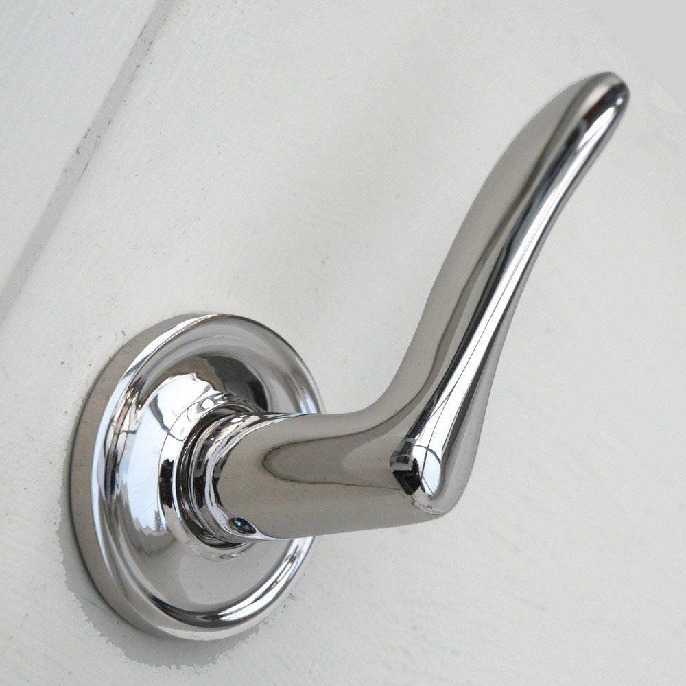 Polished Nickel Oaken Lever Door Handles with Concealed Rose - Premium Interior Door Hardware for Bedroom, Bathroom & Closet - Modern Home Upgrade