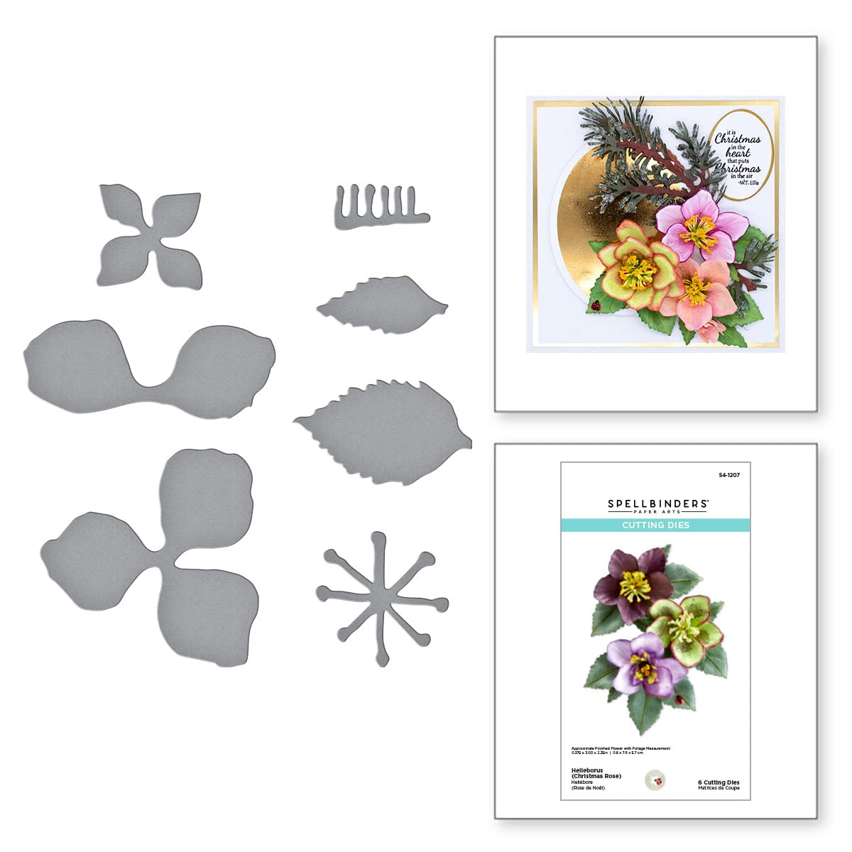 Spellbinders Helleborus Christmas Rose Metal Etched Dies for Card Making, Scrapbooking & DIY Crafts - Perfect for Holiday Greeting Cards, Wedding Invitations & Paper Crafting Projects