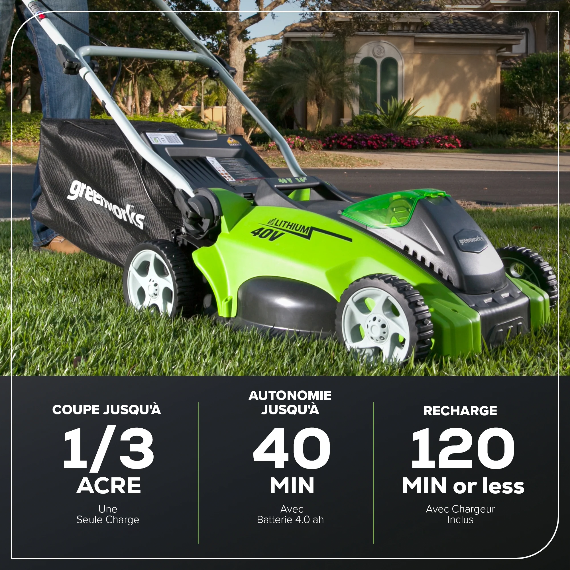 Greenworks 40V 16-Inch Cordless Push Lawn Mower with 4.0Ah Battery & Charger Included - Perfect for Small to Medium Yards, Eco-Friendly Lawn Care