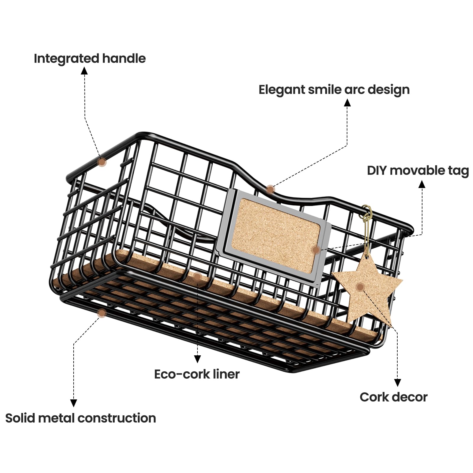 Premium Coffee Pod Holder for Keurig & Nespresso - Large Capacity Black Wire Storage Organizer with Cork Liner - Perfect for Coffee Bars, Kitchen Countertops & Office Break Rooms