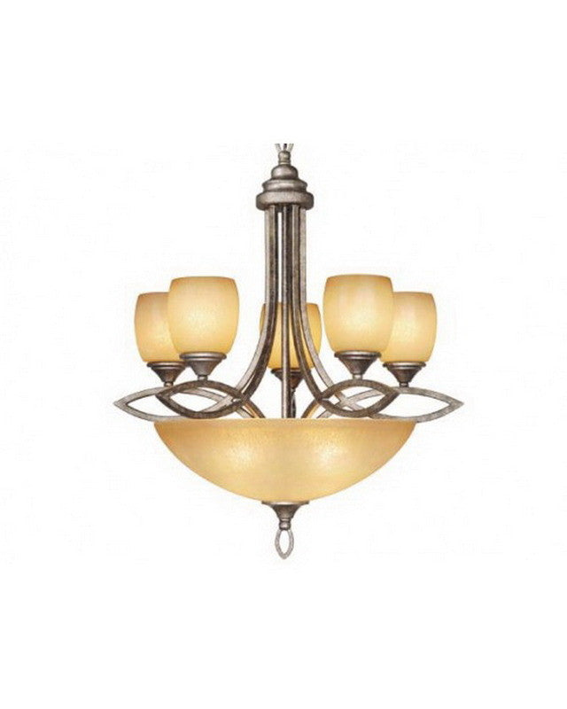 Vaxcel PC CHU008 LS 8-Light Chandelier in Lava Stone Finish - Modern Crystal Ceiling Light Fixture for Dining Room, Living Room & Bedroom Decor