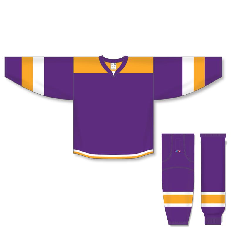Custom Athletic Knit Jersey - Purple, Gold & White 7400 Series for Sports Teams & Fans - Perfect for Games, Training & Fan Events