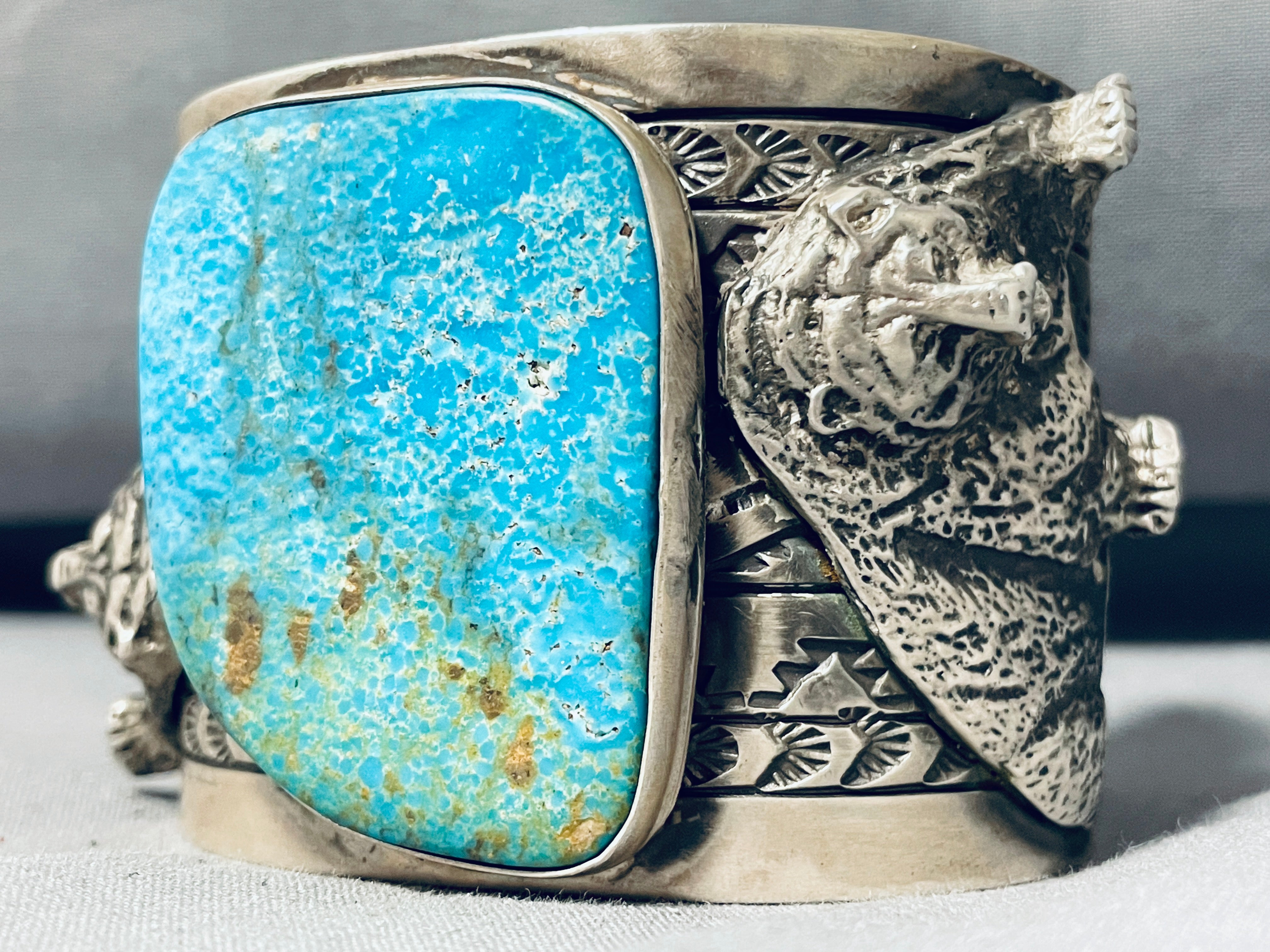 Authentic Navajo Turquoise Sterling Silver Bracelet - 180g Handmade Native American Jewelry for Women & Men - Perfect for Boho, Western & Festival Fashion