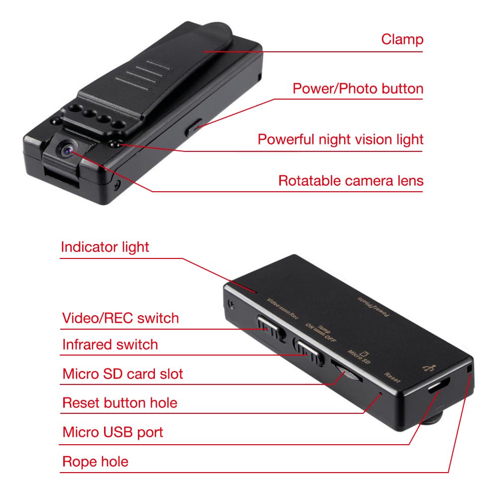 IXYHKB 1080P Body Camera with Clip - Wearable Police & Security Body Cam with Audio Video Recording for Law Enforcement, Security Guards - Indoor & Outdoor Use for Patrols, Evidence Collection & Surveillance