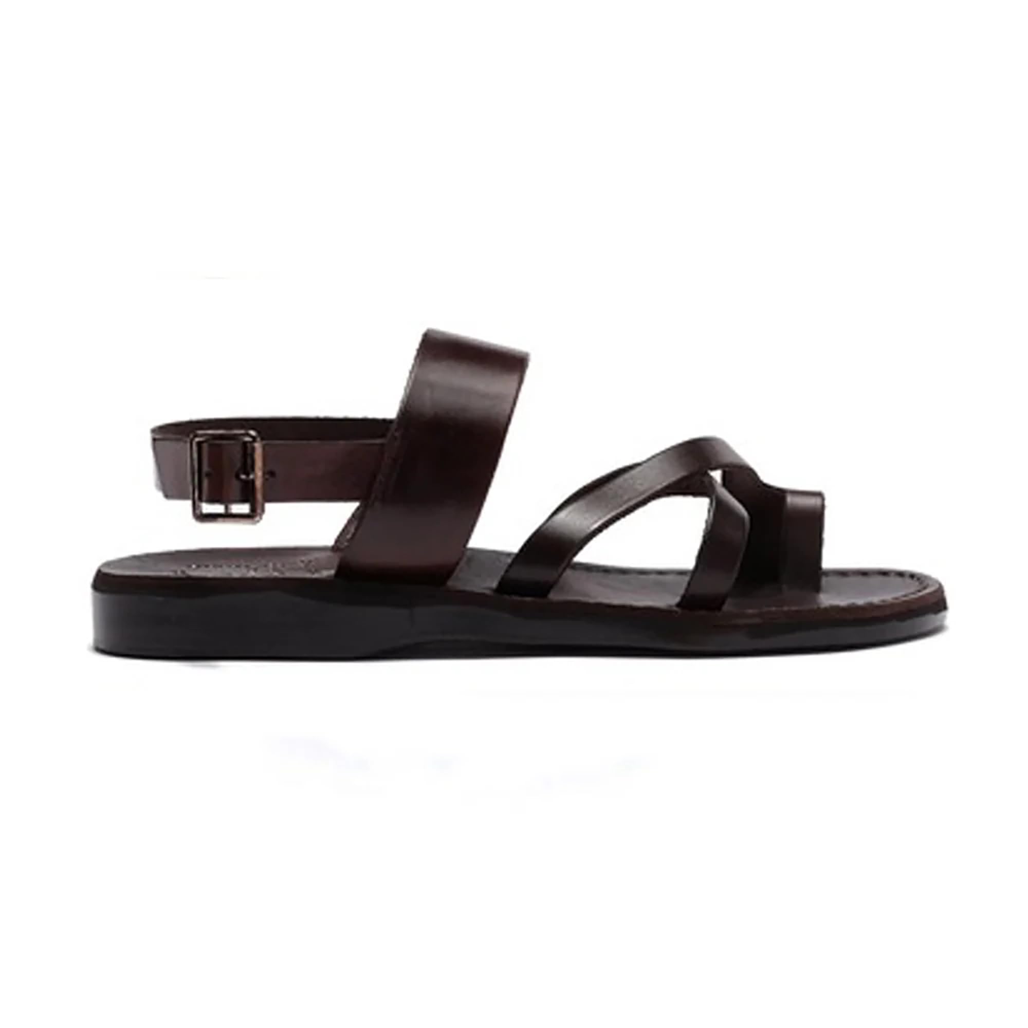 Amos Men's Leather Ankle Strap Flat Sandals - Comfortable Casual Summer Shoes for Beach, Walking & Outdoor Activities