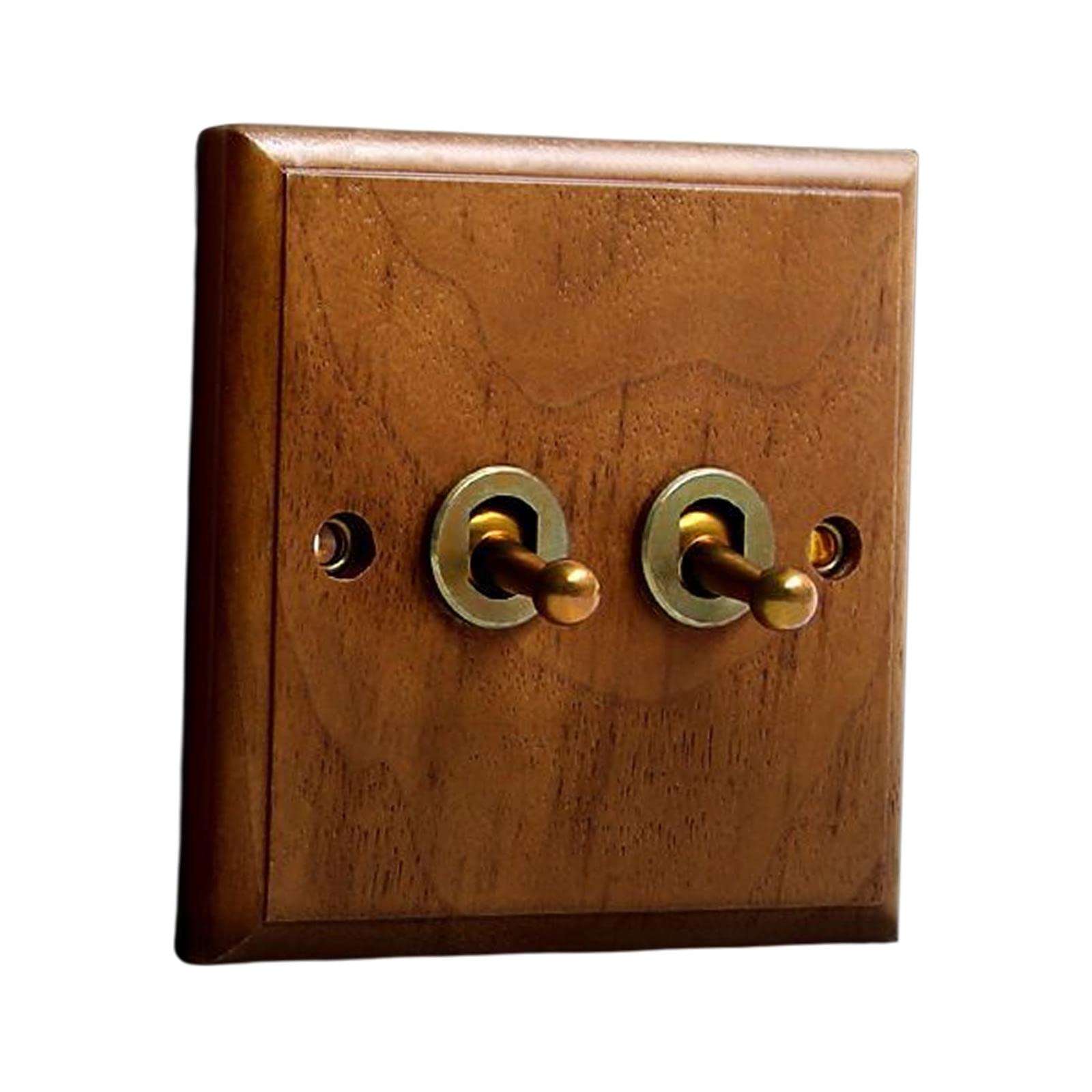 Vintage Walnut Toggle Switch Panel - Antique Concealed Light Switch for Home Improvement, Bedroom, Bathroom & Kitchen (Double Open) - Perfect for Classic & Rustic Interior Design