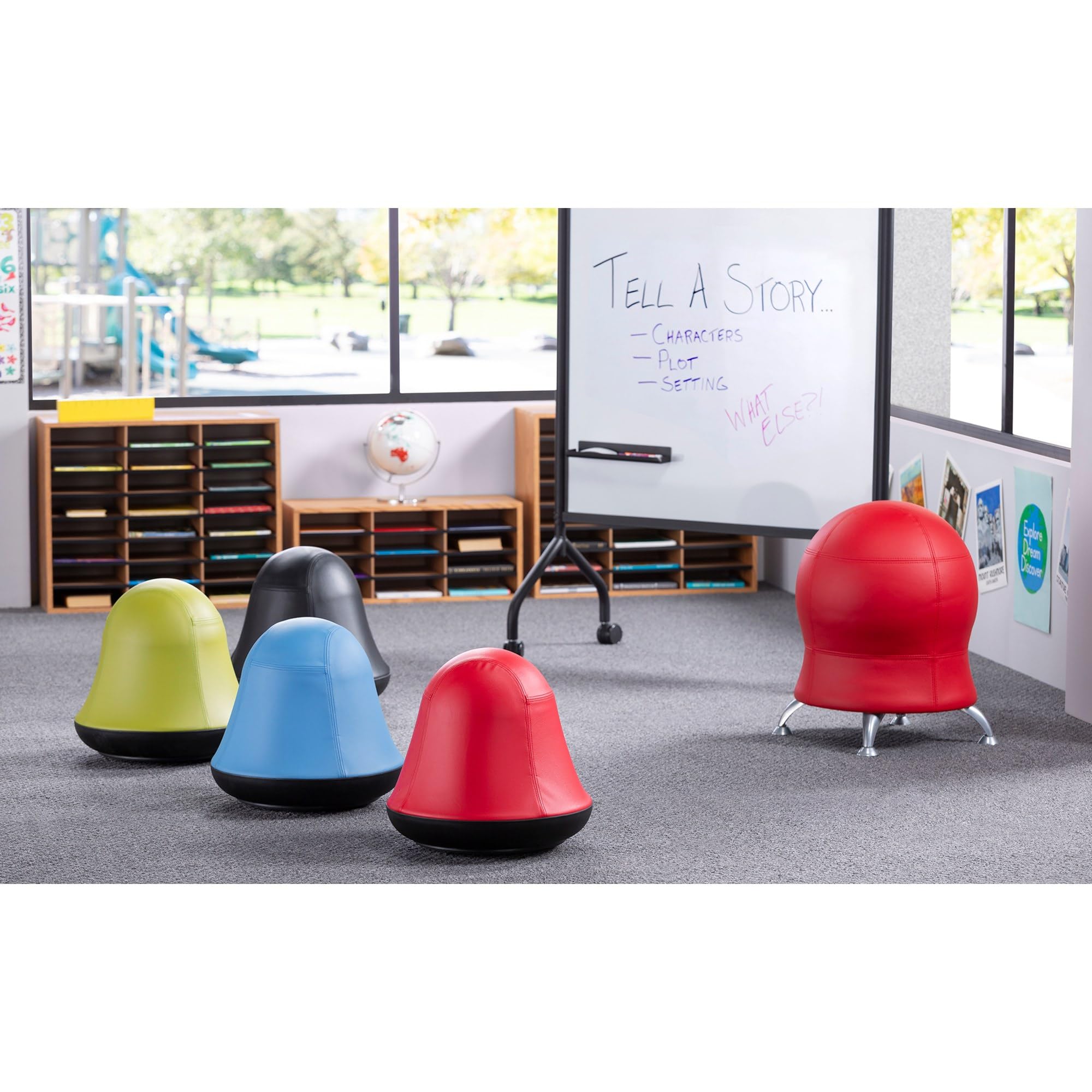 Safco Products 4761BV Runtz Swivel Ball Chair - Black Ergonomic Office Chair with 360-Degree Rotation, Anti-Burst Exercise Ball & Easy-to-Clean Vinyl Seat - Promotes Active Sitting for Home Office, Gaming & Classroom Use