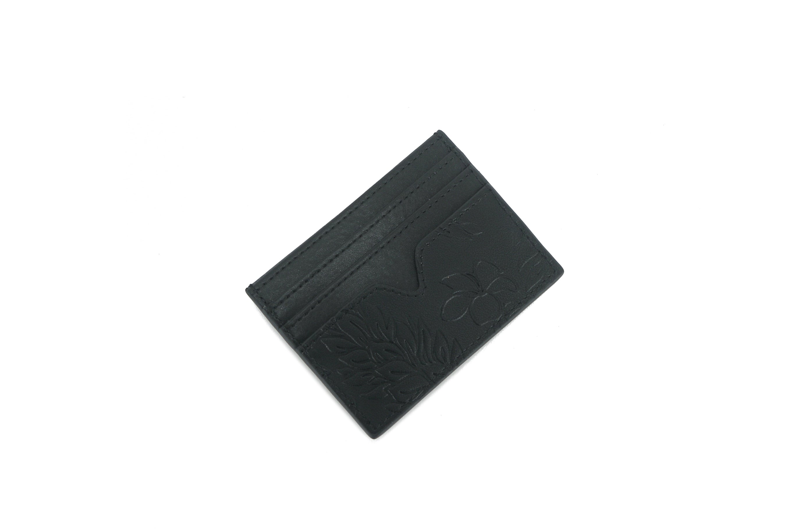 Meilany Ginger Embossed Black Leather Card Holder - Slim RFID Blocking Wallet for Credit Cards & ID (Perfect for Travel, Business, and Everyday Use)
