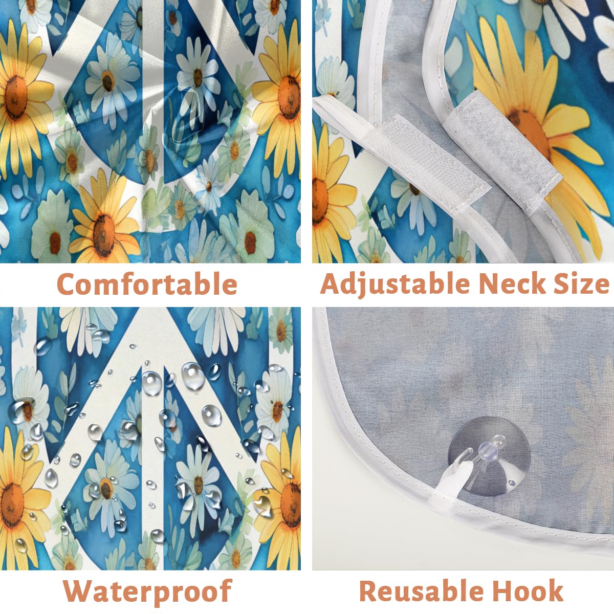 Flower Peace Symbol Beard Shaving Bib for Men | Waterproof Makeup & Hair Dye Apron | Barber Cape for Haircut | Sink Hair Catcher | Perfect Gift for Barbers & Stylists - Ideal for Salon, Home Grooming & Professional Use
