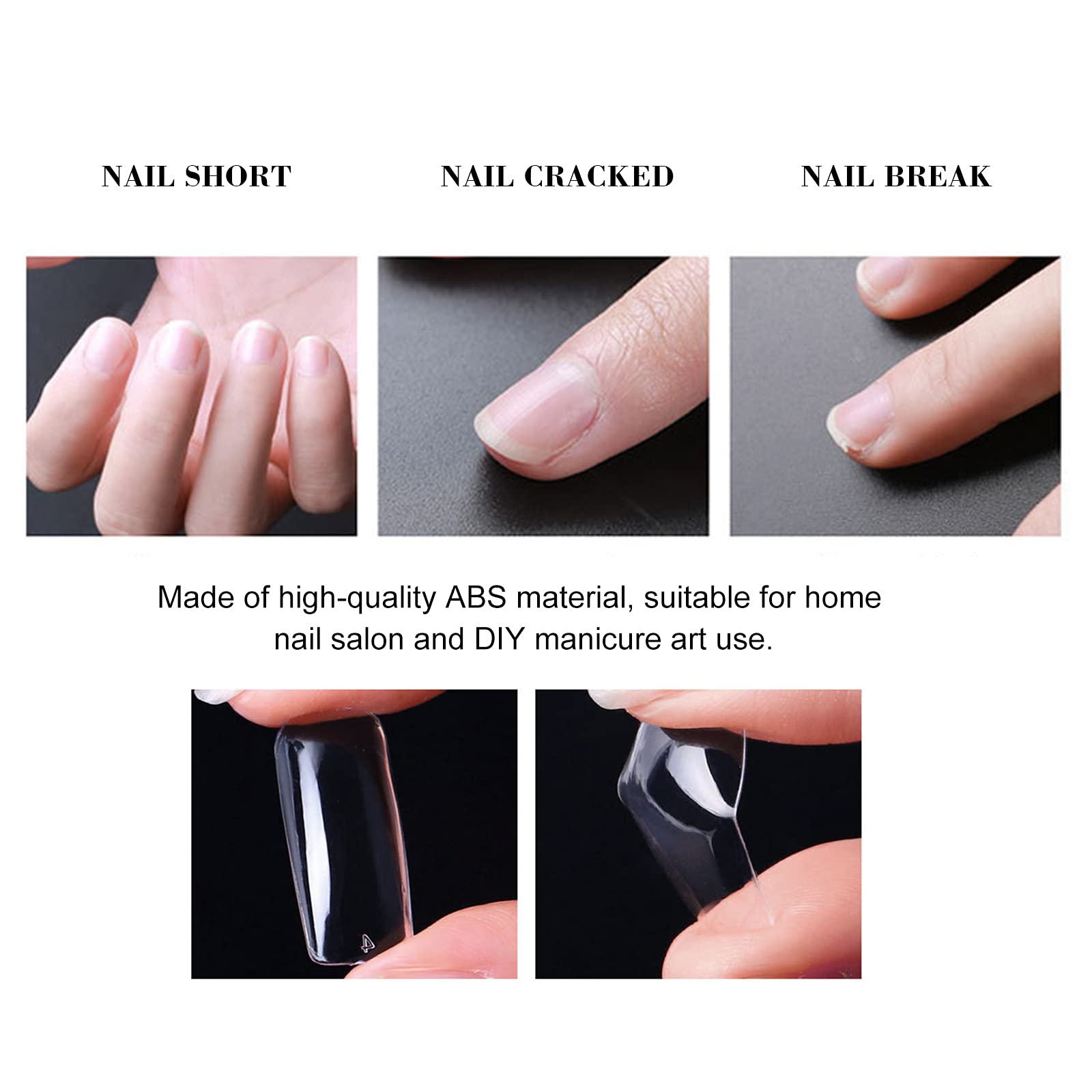 100PCS Clear Acrylic Nail Tips - Full & Half Cover False Nails in Coffin & Ballerina Shapes - 10 Sizes for Nail Salon & DIY Manicure - Perfect for Home Nail Art, Professional Application, and Special Occasions