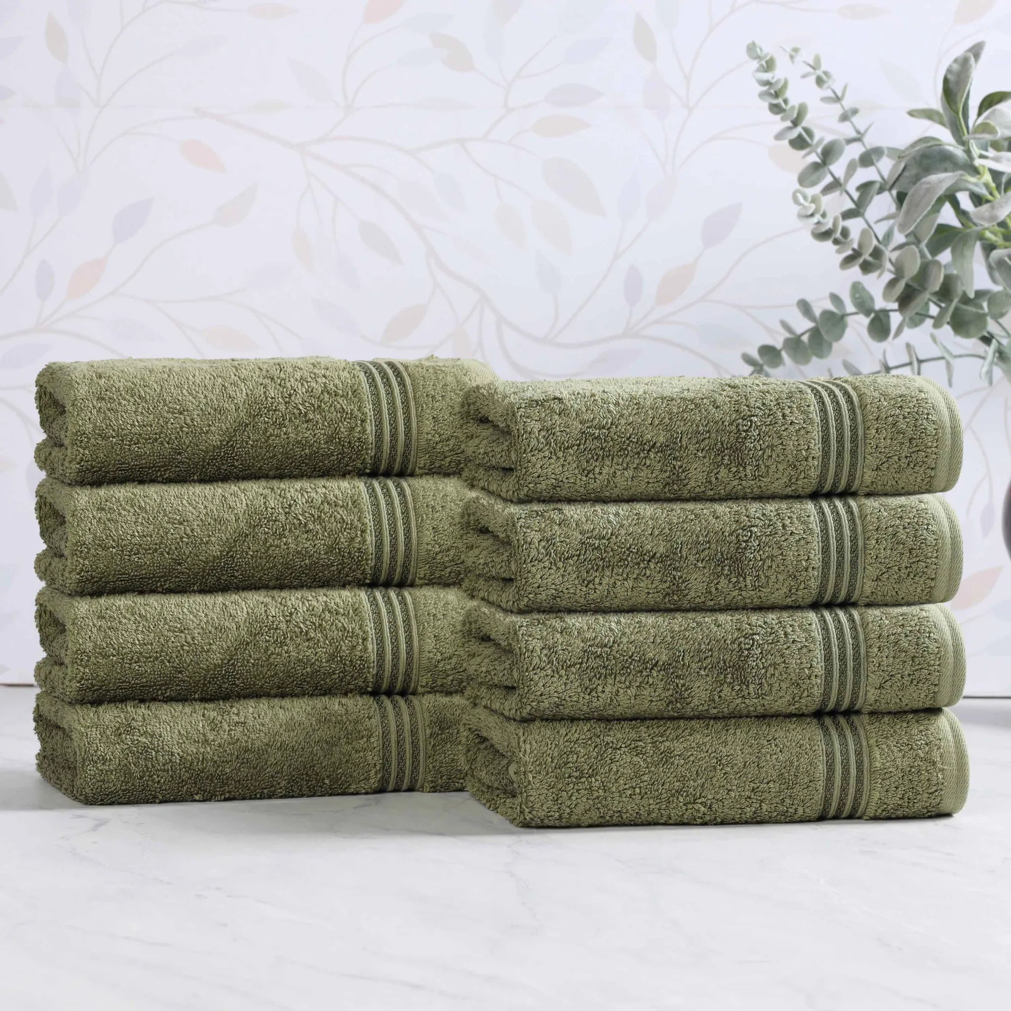 Premium 100% Egyptian Cotton Plush Hand Towels - Ultra Soft & Absorbent Bath Towel Set of 8 for Bathroom, Kitchen & Spa Luxury (24x16 Inches)
