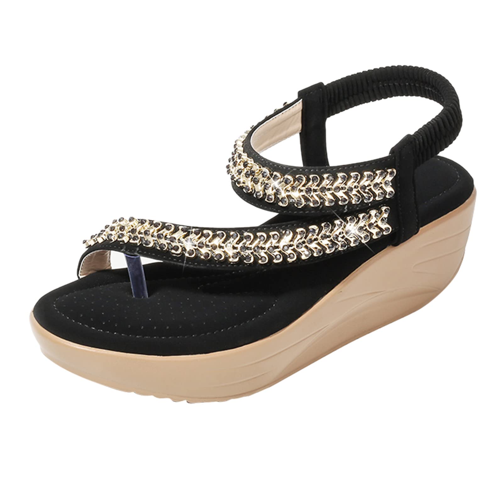 Women's Fashion Summer Wedge Sandals with Buckle Strap - Comfortable Heeled Sandals for Beach, Walking, and Casual Outfits