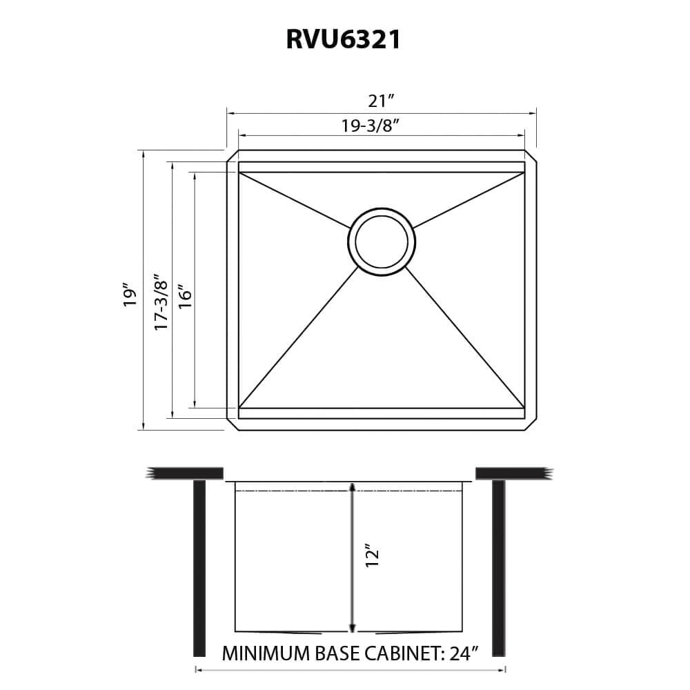 Ruvati 21 x 19 x 12 Inch Undermount Deep Laundry Utility Sink - 16 Gauge Stainless Steel Workstation Sink with Brushed Finish (Hides Scratches) - Perfect for Laundry Rooms, Garages, RV & Commercial Use - RVU6321