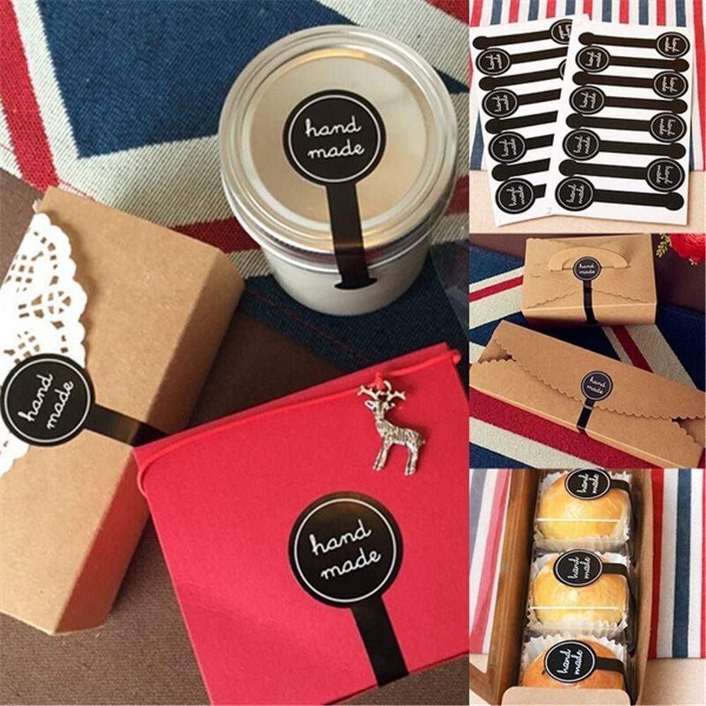 200 Pcs Handmade Self-Adhesive Black Long Label Stickers - Perfect for Lollipop Sealing, Candy Wrapping, Cookie Packaging, Bakery Treats, Cake Decorating, Chocolate Gifts & Sweet Surprises - Ideal for Parties, Weddings, Birthdays & DIY Crafts