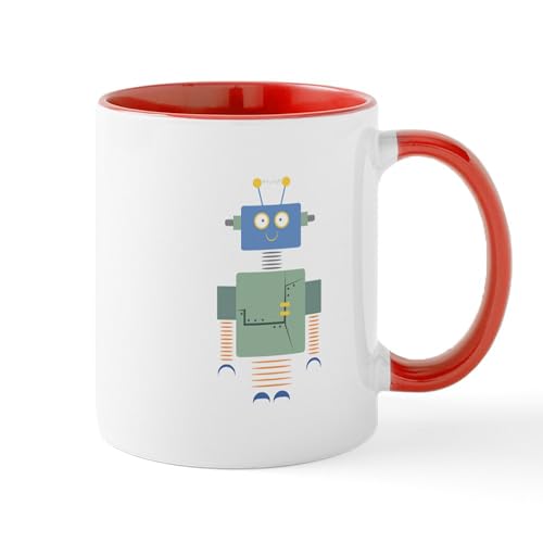 White/Red Inside - Robot Mugs