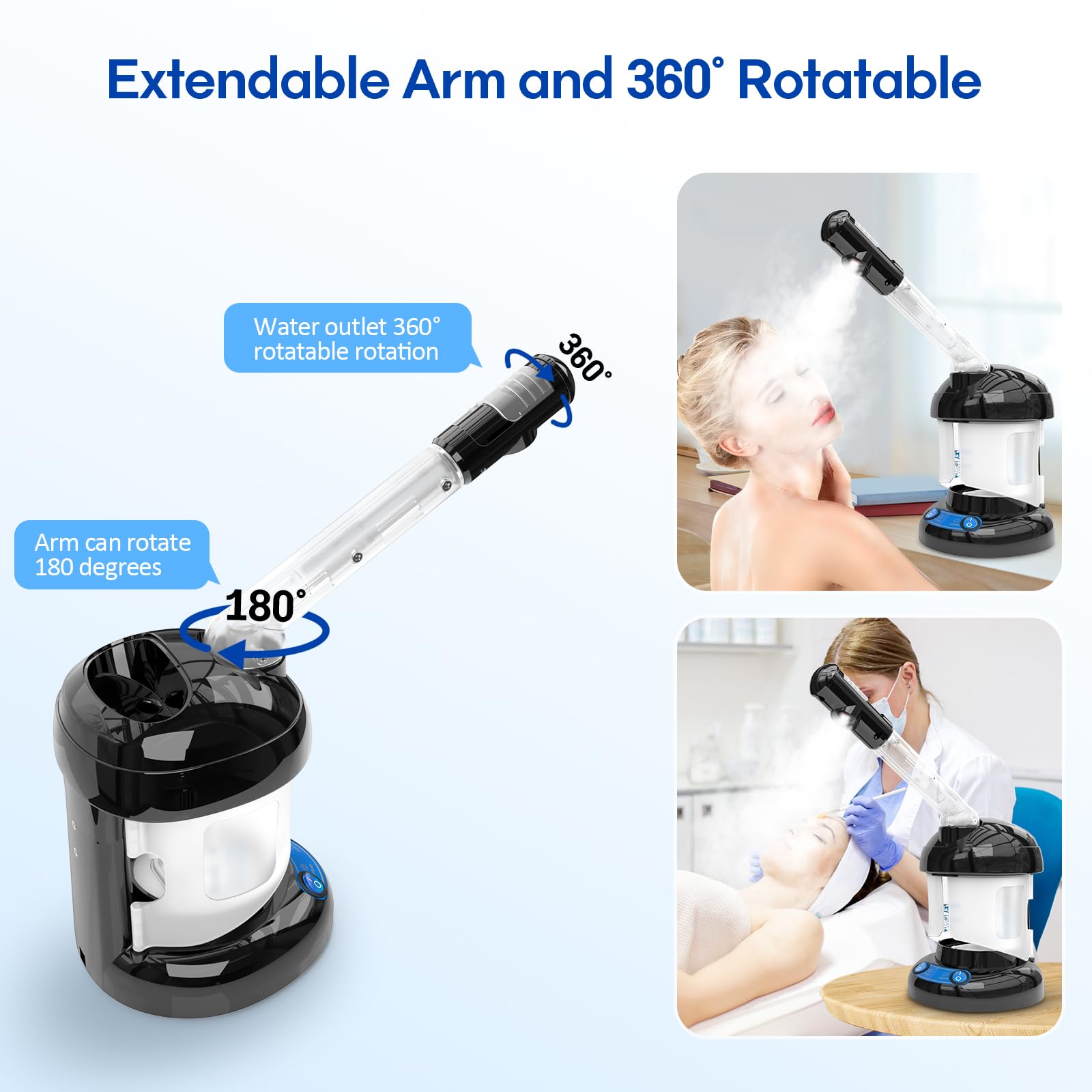 DEER BEAUTY Nano Ionic Facial Steamer - Portable Home & Salon Face Steamer for Skin Care, Hydration & Deep Cleansing | Perfect for Spa Days, Blackhead Removal & Pre-Makeup Prep