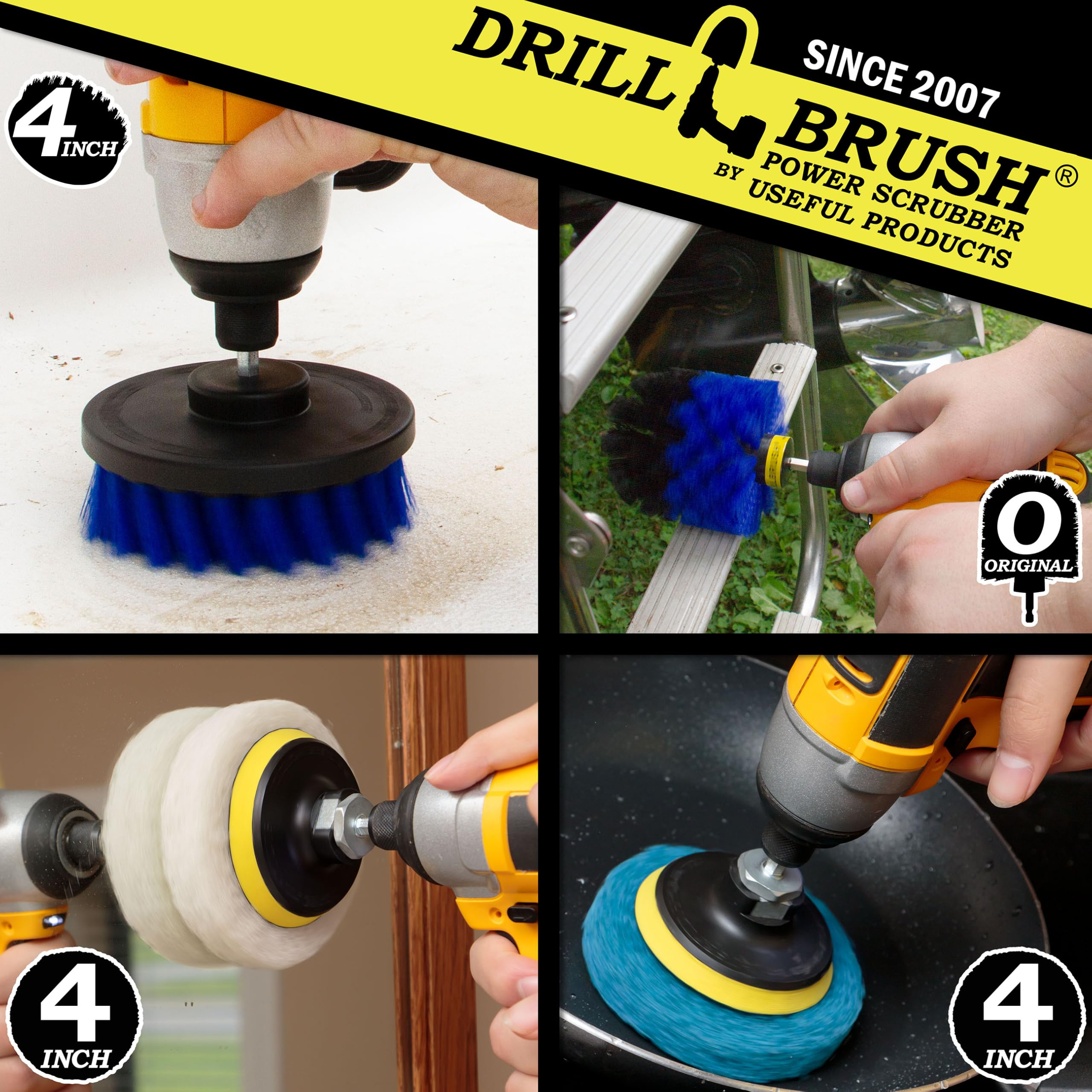 Multi-Purpose Cleaning Kit with Drill Brush & Scouring Pads - All-Purpose Cleaner for Kitchen, Stove, Cooktop, Pots, Oven, Floor & Bathroom - Heavy Duty Scrub Brush for Shower, Bathtub & Tough Stains - Ideal for Deep Cleaning Homes & Commercial Spaces