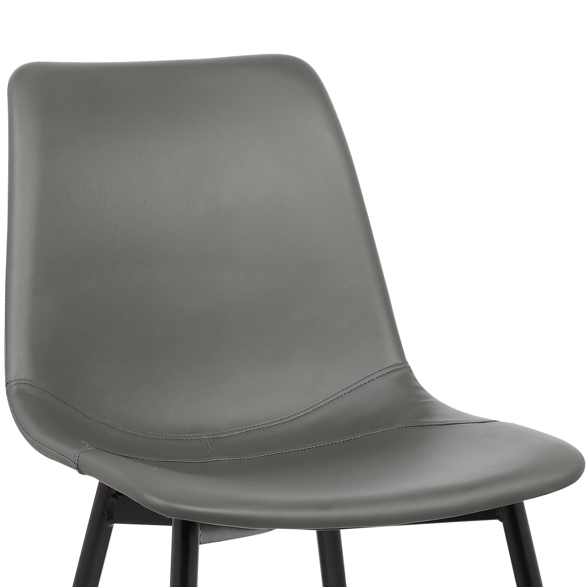 Armen Living Monte Mid Century Modern Dining Chair - Charcoal Gray Faux Leather with Black Metal Legs - Perfect for Kitchen, Dining Table, Home Office Desk & Vanity Area
