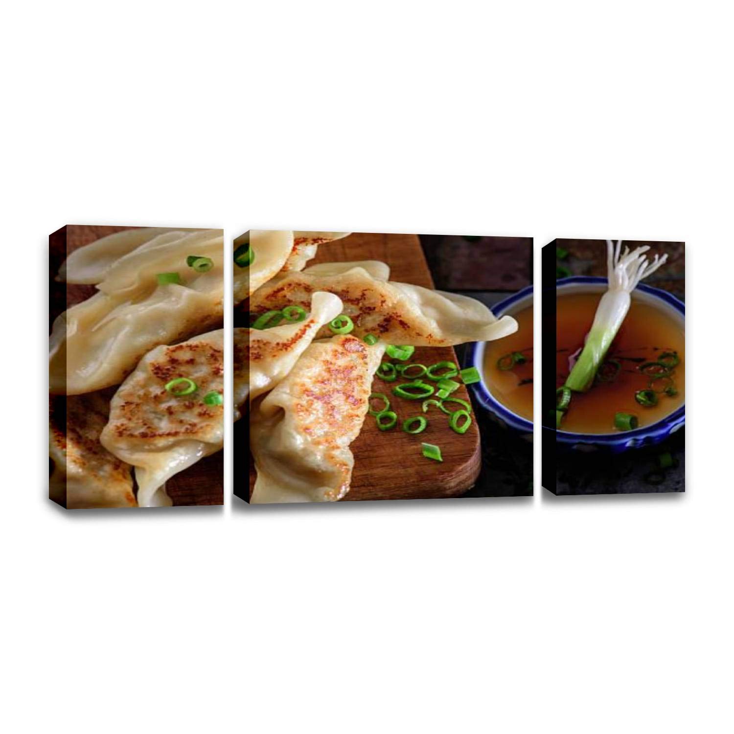 CCArtist Pork Potstickers Canvas Wall Art Print - Modern Home Decor Painting for Living Room & Bedroom | Asian Food Inspired Kitchen Decor