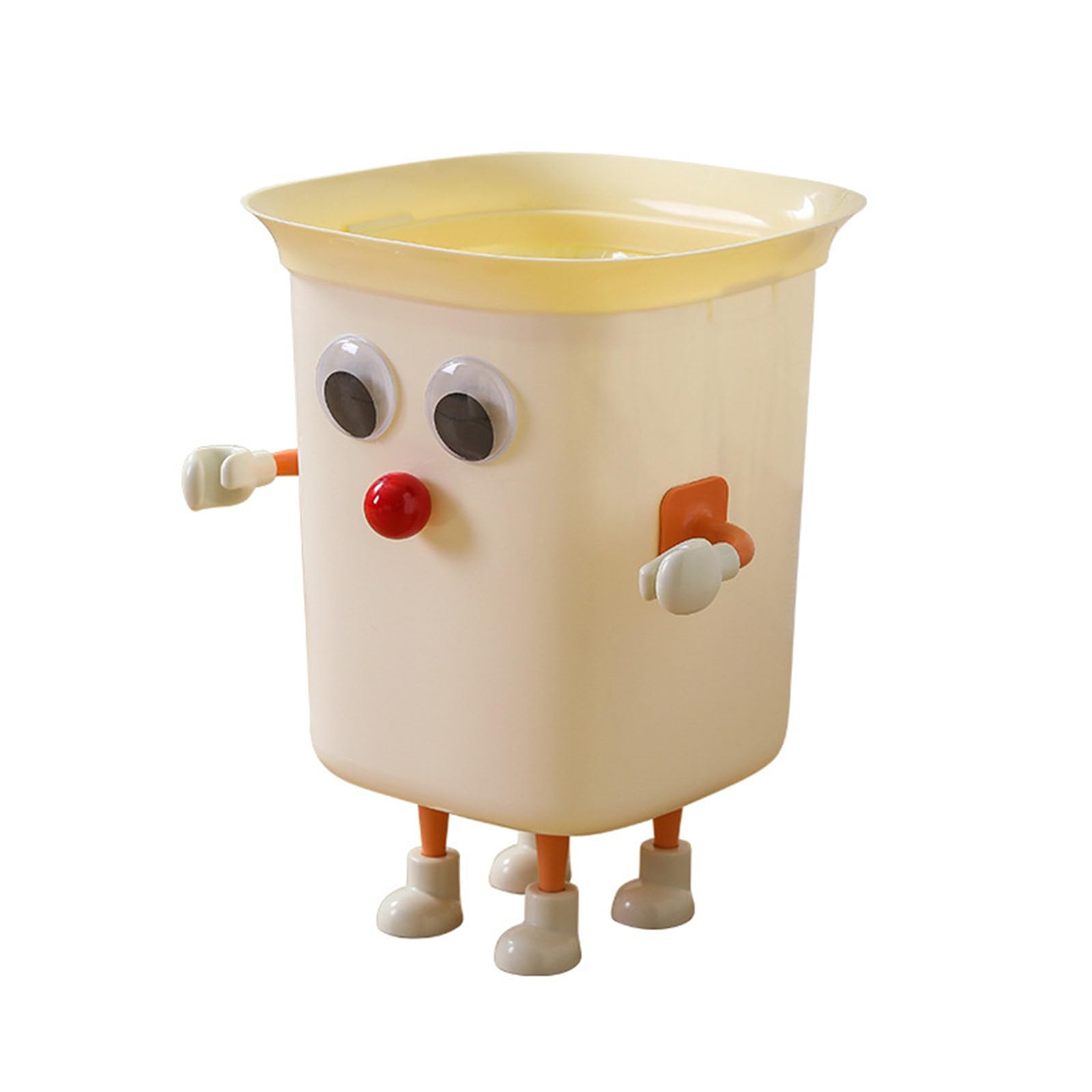 Large Capacity Trash Can with Foot Pedal & Handle - Funny Big Eye Garbage Bin for Kitchen, Bathroom, Office & Home Use - Durable Container Bin for Waste Disposal & Recycling