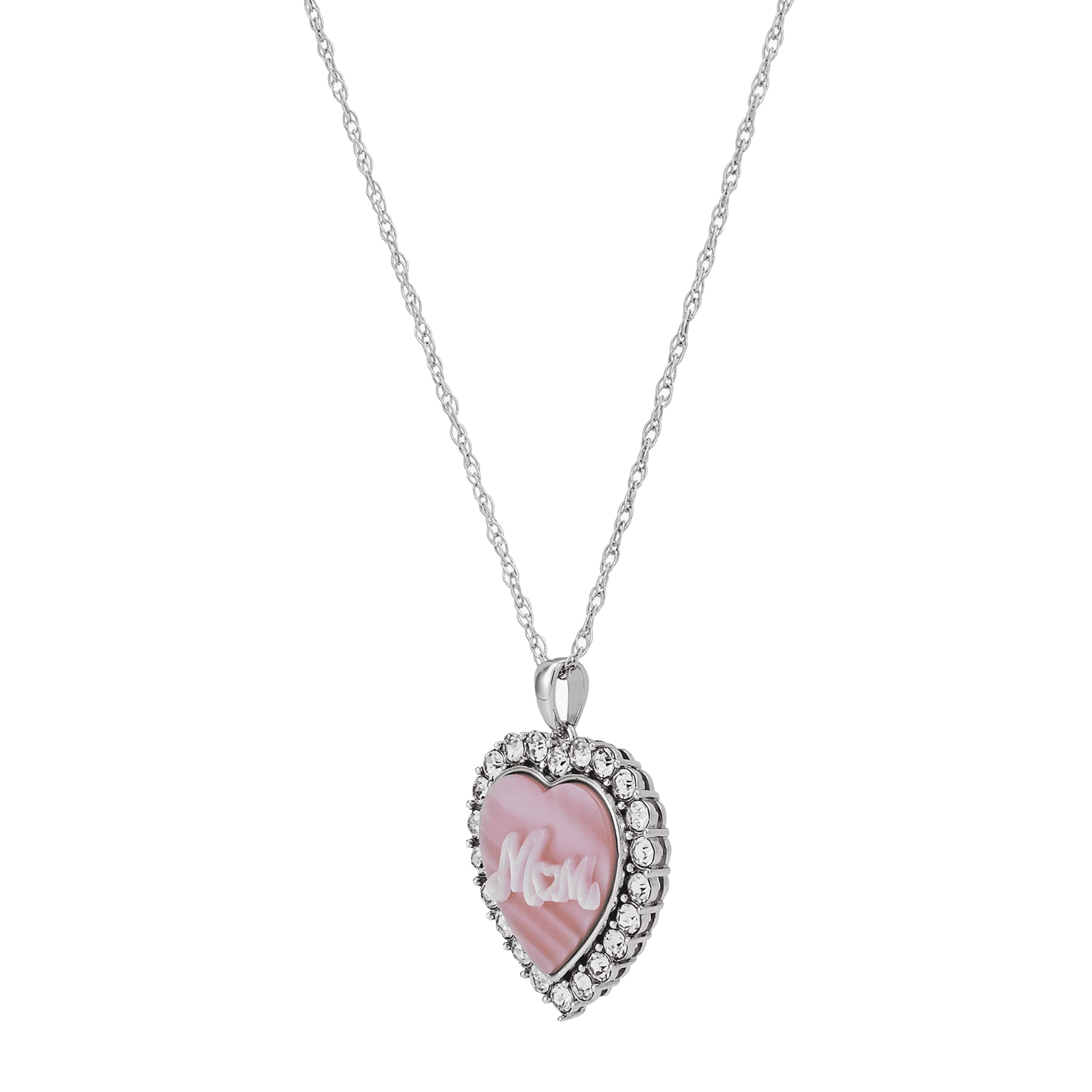 Sterling Silver Mother-of-Pearl Pendant Necklace with Crystals - Perfect Gift for Mom