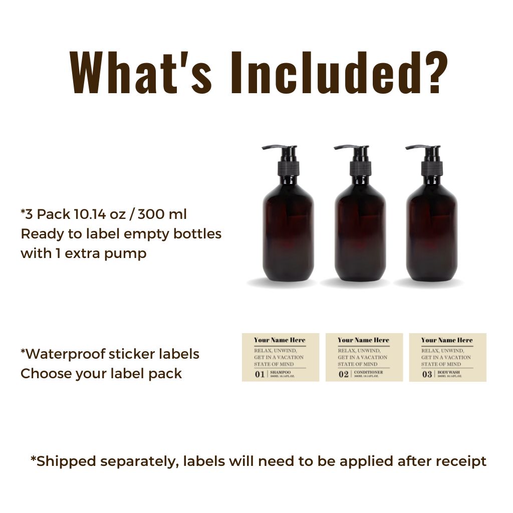 Personalized Refillable Pump Bottle Set - Custom Apothecary Design for Hand Soap, Lotion & Essential Oils | Perfect for Bathroom, Kitchen & Spa Decor