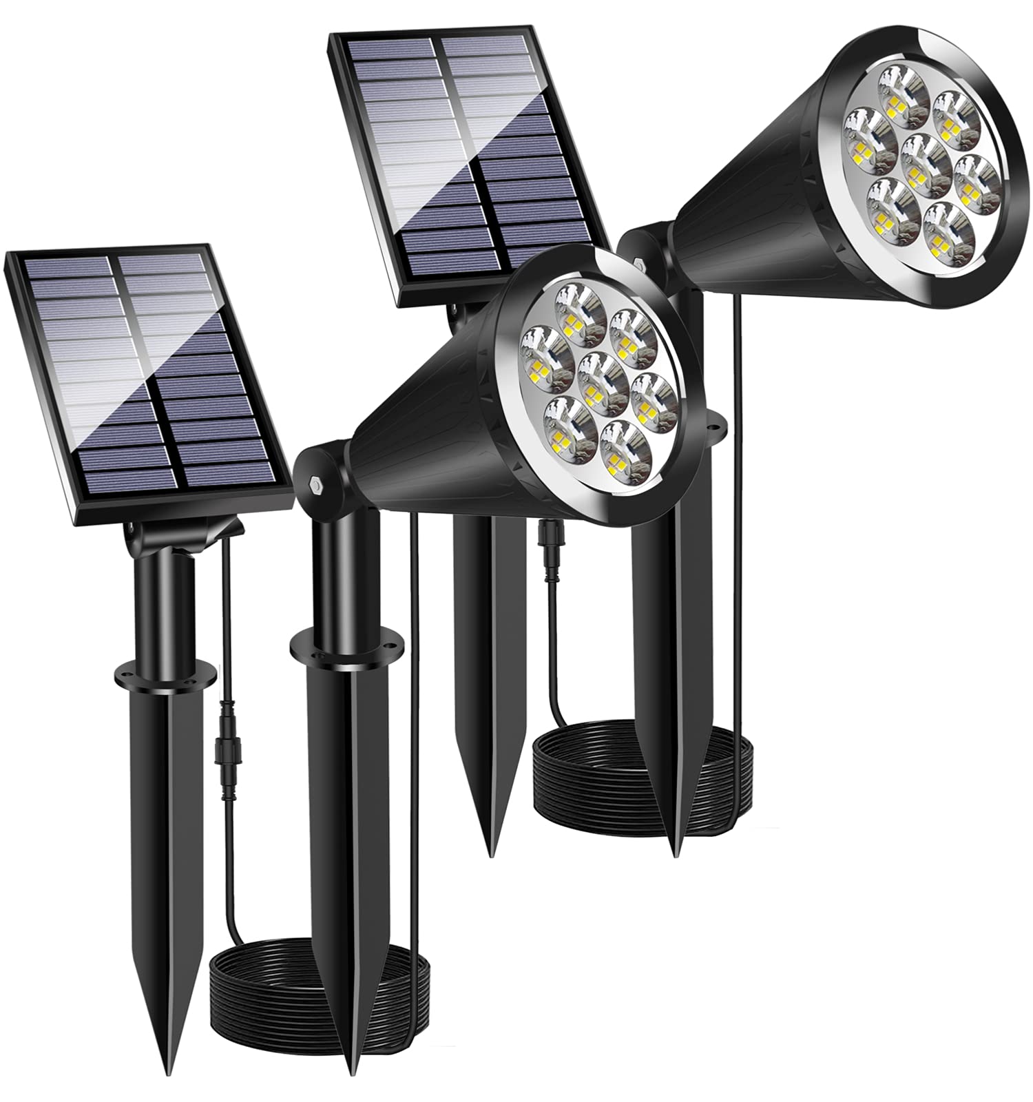 Waterproof Solar Spot Lights for Outdoor - 2 Pack Dusk to Dawn Solar Powered Landscape Lights for Garden, Porch, Walkway, Patio | Perfect for Pathway Lighting, Yard Decoration & Nighttime Safety