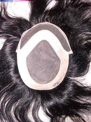 Natural Black Brown Real Human Hair Patch for Men - 9x7 Full Head Lace Front Toupee Wig with Free 4 Clips | Thinning Hair Solution for Daily Wear & Special Occasions