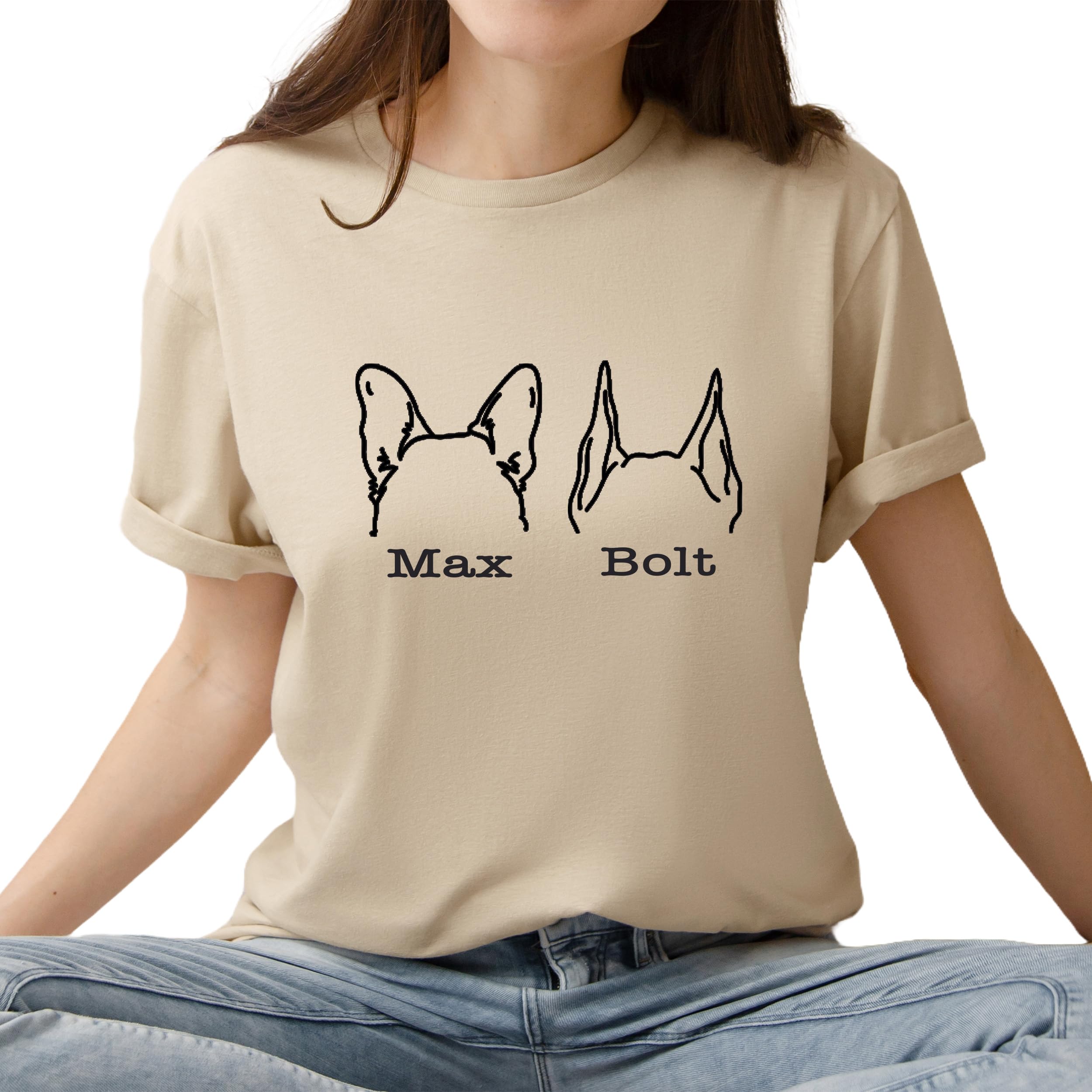 Custom Dog Mom T-Shirt for Women - Personalized Pet Name & Dog Breed Graphic Tee - Unique Dog Ears Design - Perfect Gift for Dog Lovers, New Owners, Moms & Grandmas - Great for Walks, Dog Parks & Pet-Friendly Outings