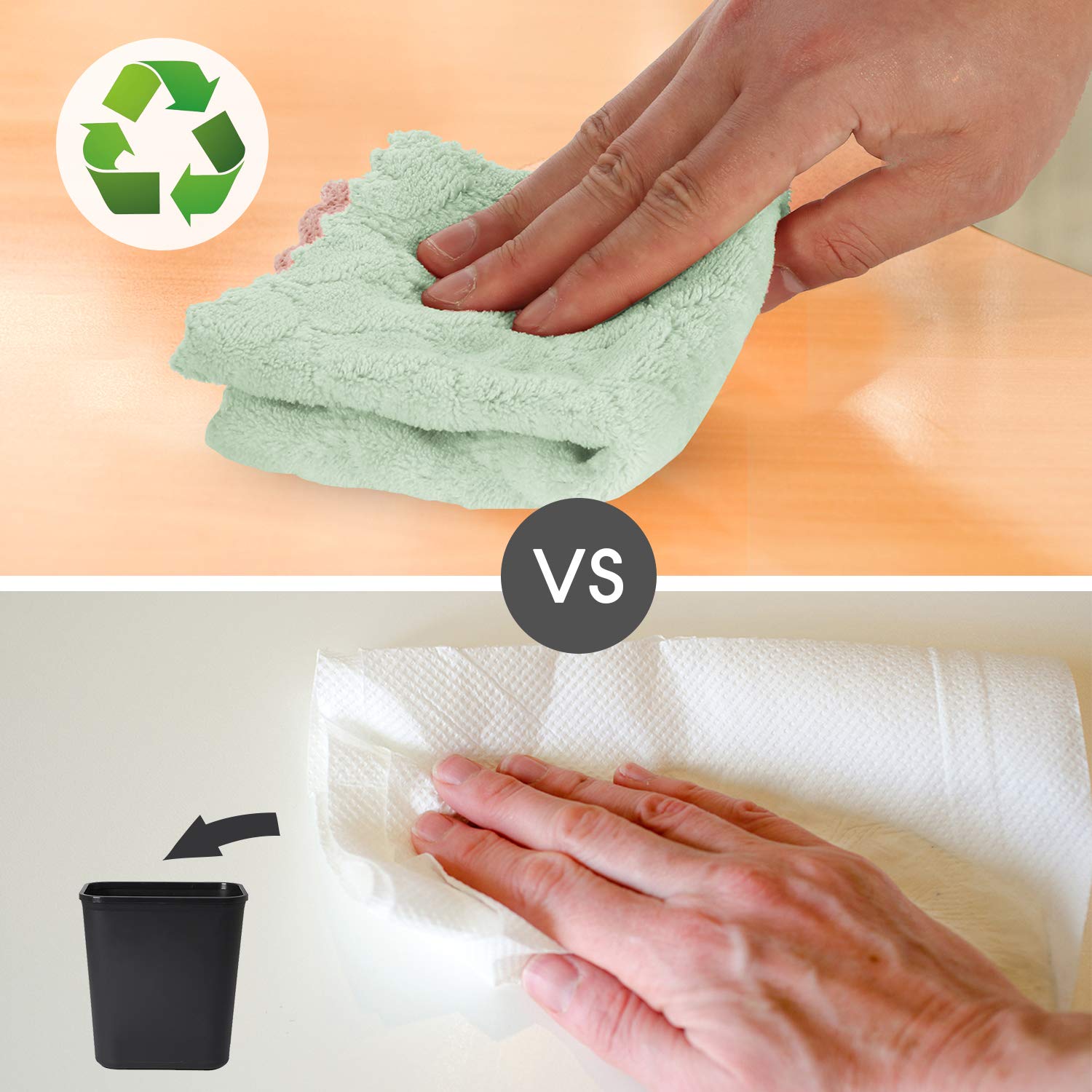 Kimteny Microfiber Cleaning Cloths - Super Absorbent & Lint Free Reusable Dish Towels, 10