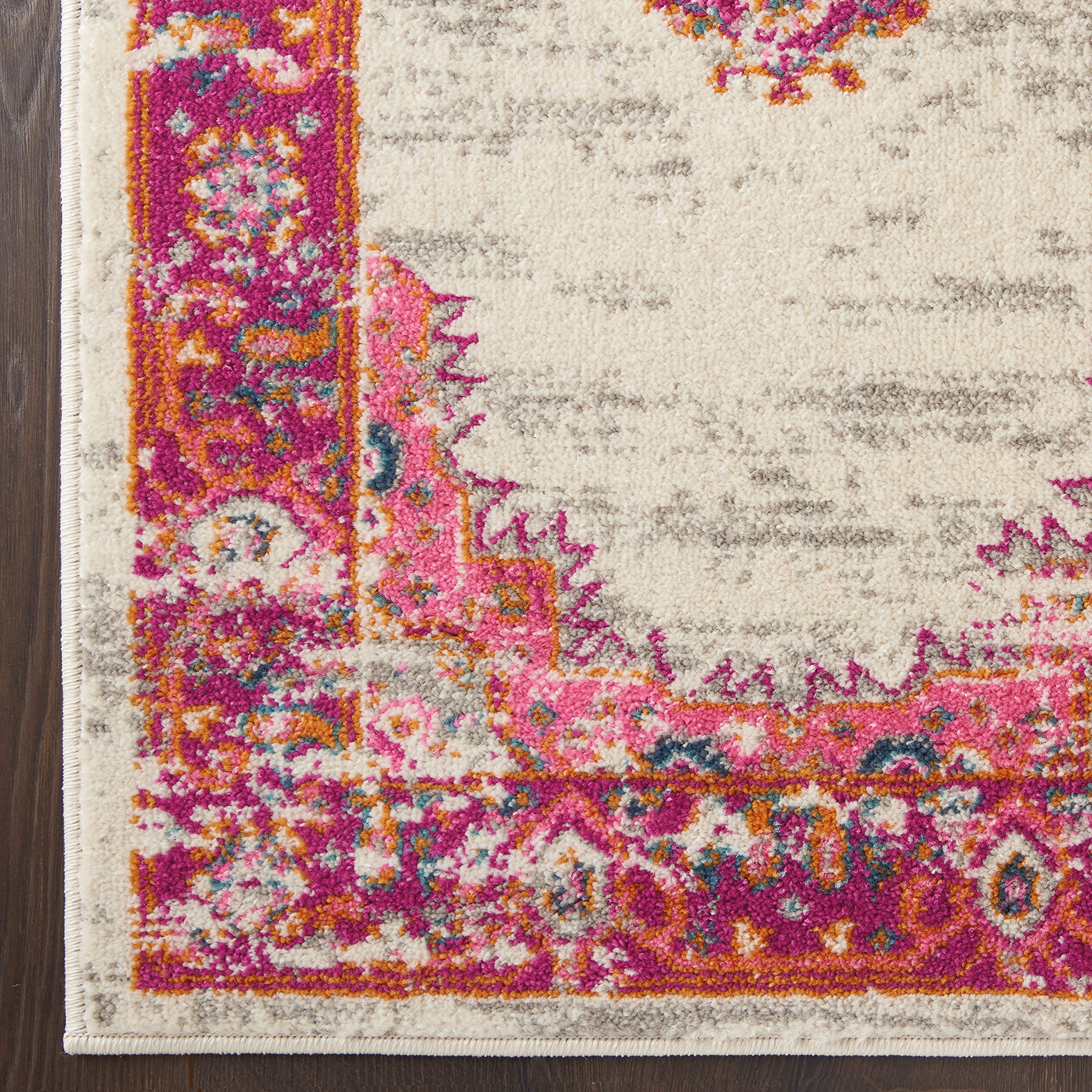 Nourison Passion Ivory/Fuchsia 12' x 15' Area Rug - Boho Traditional Design, Easy Cleaning, Non-Shedding - Perfect for Bedroom, Living Room & Hallway (12x15) | Cozy Home Decor & Floor Protection