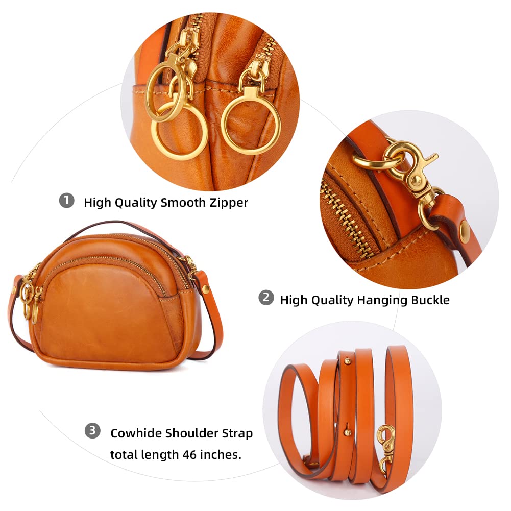 Yohora Women's Genuine Leather Crossbody Bag - Retro Shoulder Purse & Satchel Handbag for Work, Travel & Everyday Use