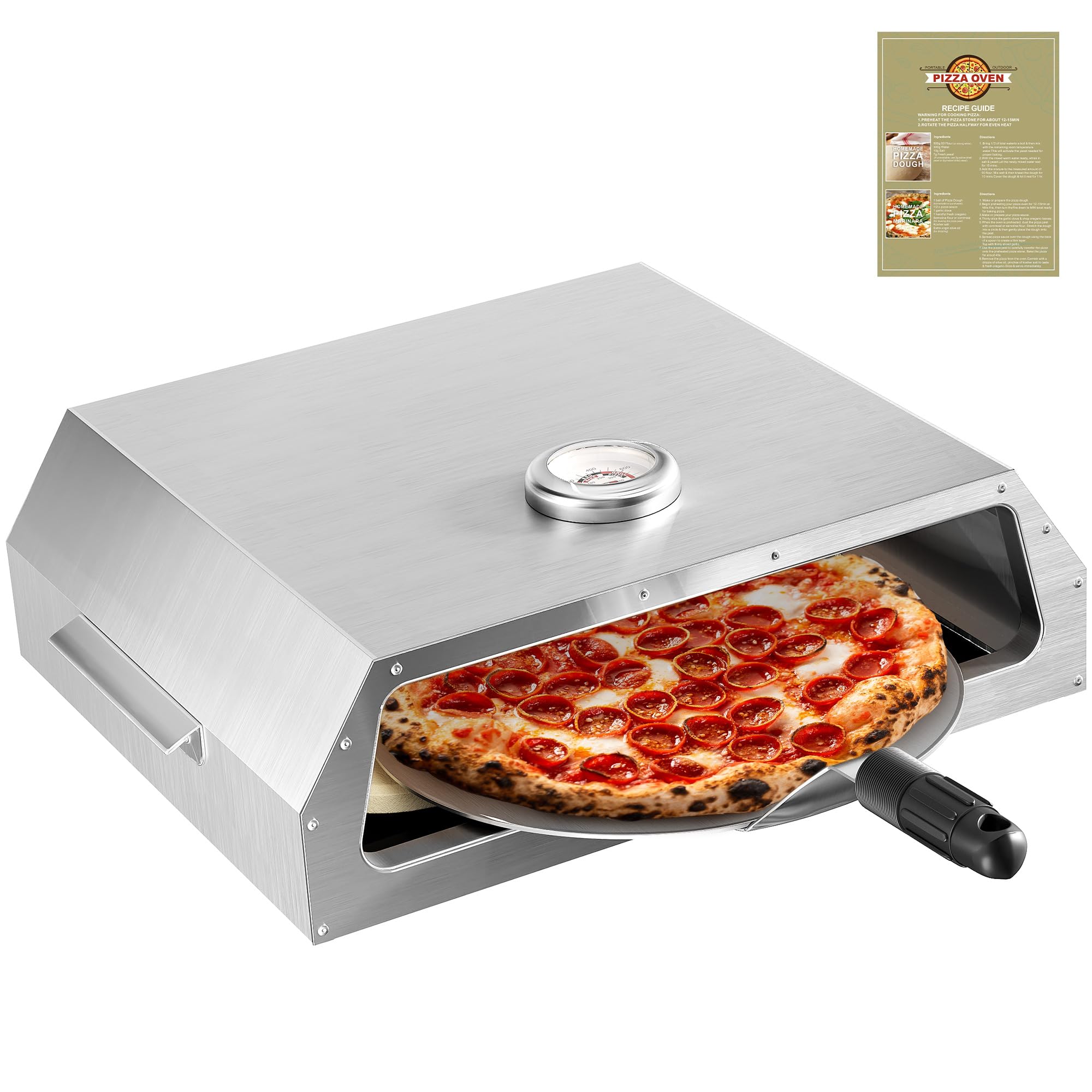 YITAHOME Portable Outdoor Pizza Oven for Grill - Includes Pizza Peel & Recipes, Thermometer for Charcoal/Gas/Propane Grills - Perfect for Backyard, Camping & Outdoor Cooking Parties