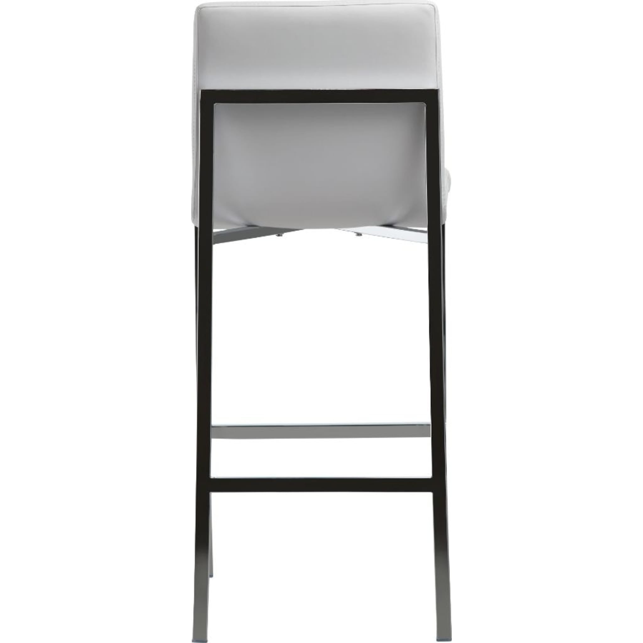 White Leather Amalfi Metal Back Bar Stool - Modern Kitchen Island & Home Bar Seating for Dining & Entertaining