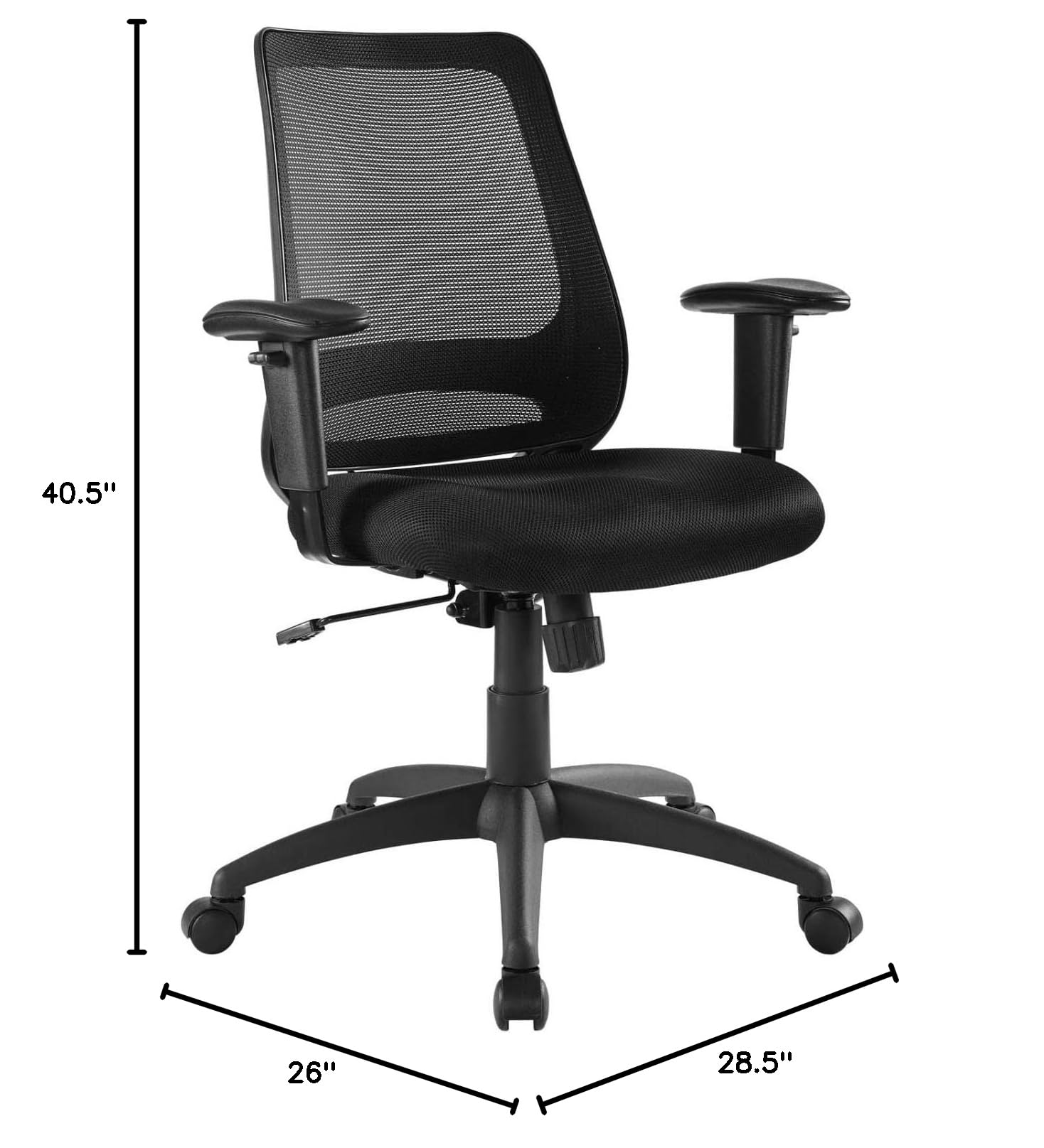 Modway Forge Mesh Adjustable Swivel Office Chair - Ergonomic Computer Desk Chair with Lumbar Support, Black - Perfect for Home Office, Gaming & Workspaces