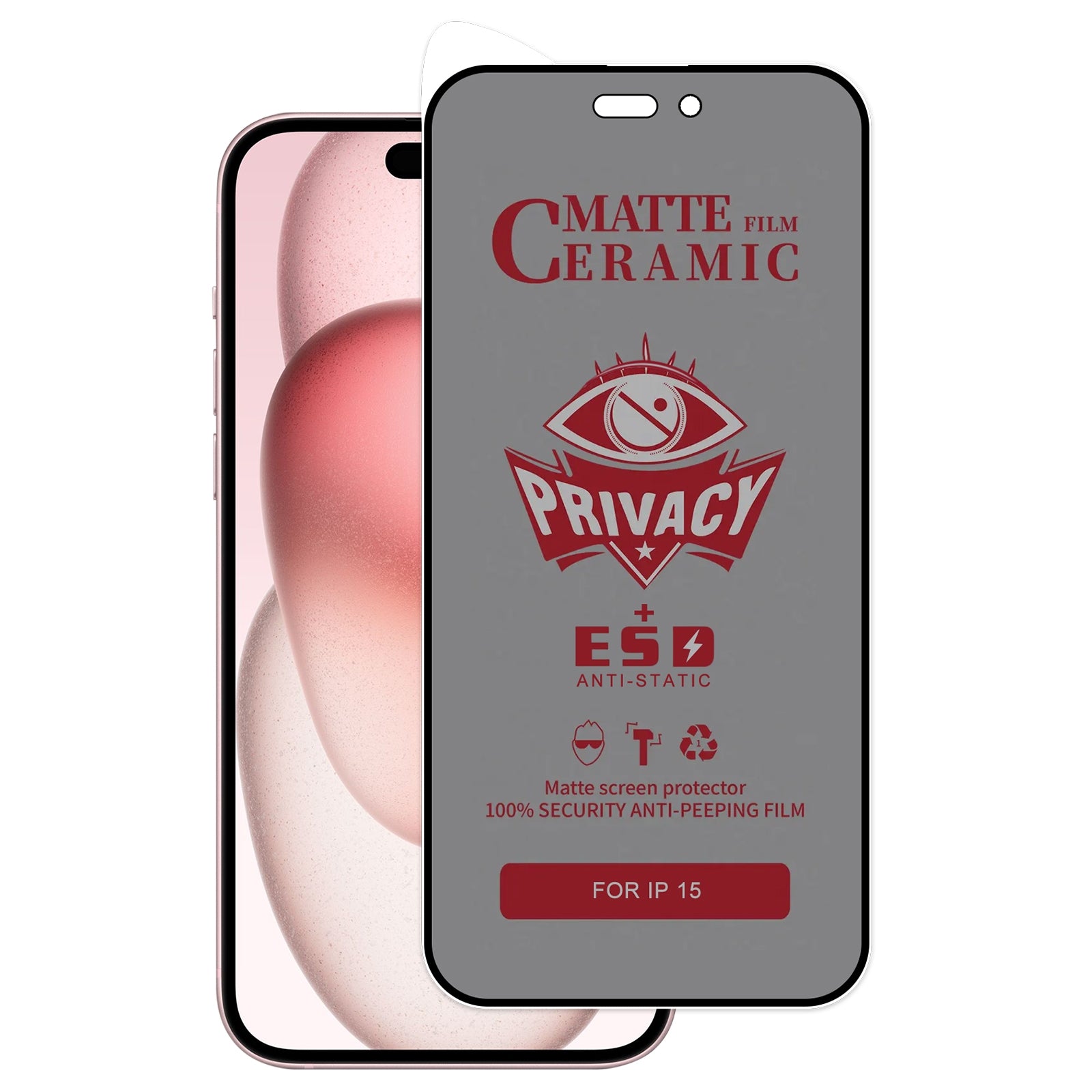 Privacy Screen Protector for iPhone 15 Pro Max - Anti-Spy Tempered Glass with HD Clarity - Perfect for Office, Banking & Personal Data Protection
