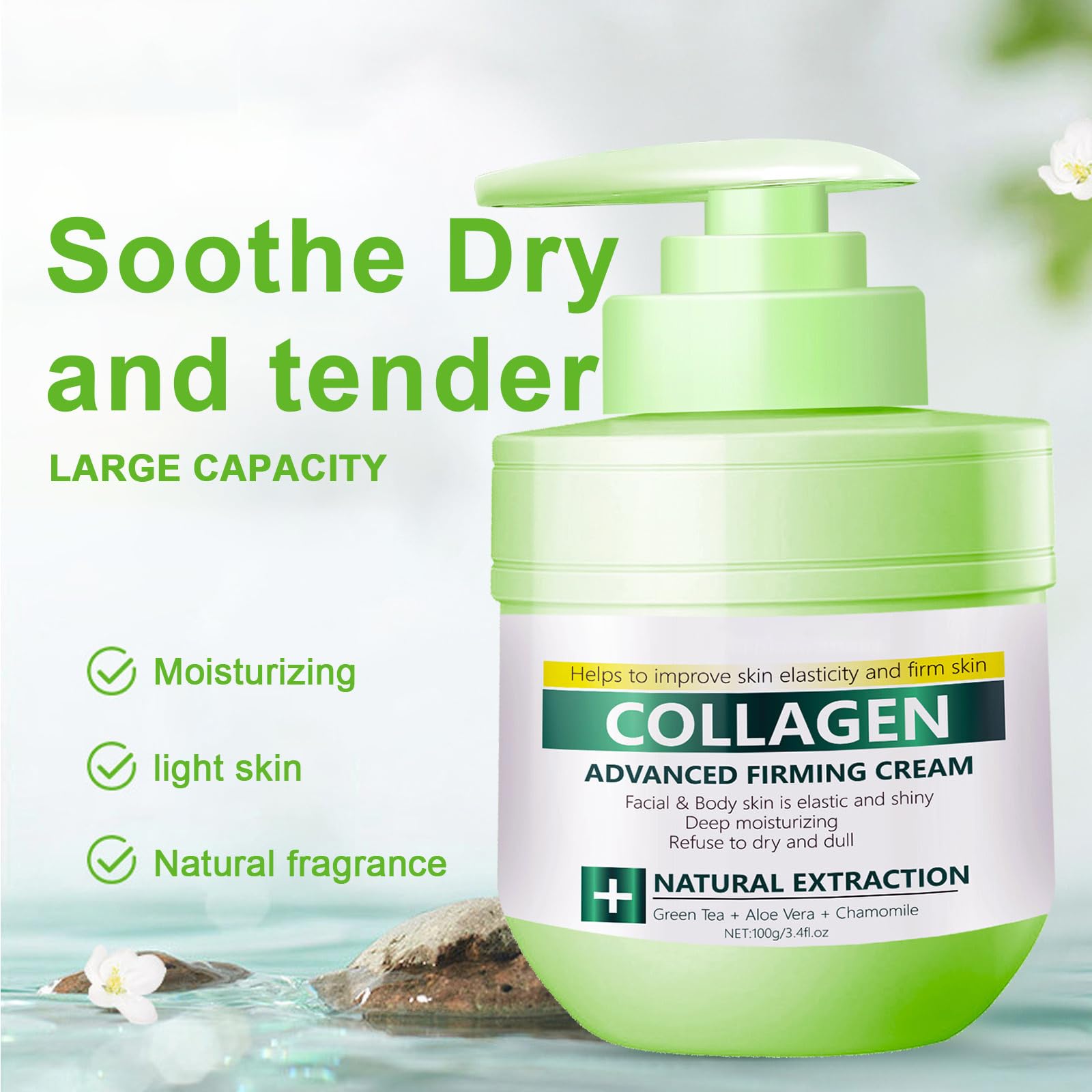 **Premium Collagen Firming Cream - Deep Hydration & Skin Tightening for Face & Body - Anti-Aging Lifting Treatment for All Skin Types (3 Pack) | Daily Skincare Routine & Nighttime Rejuvenation**